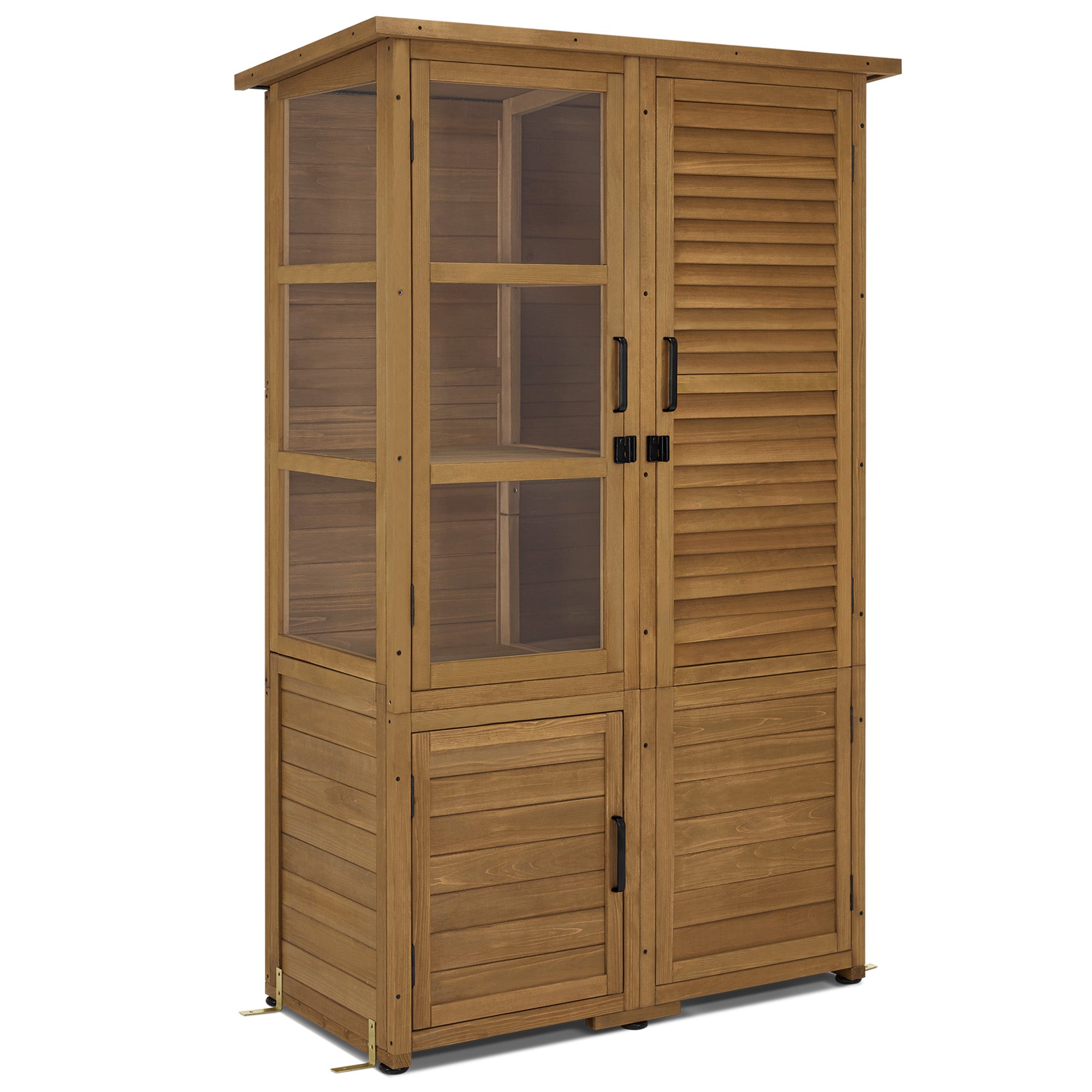 MCombo Casetta da giardino in legno, resistente alle intemperie e impermeabile, ideale per balconi e terrazze. Dotata di 3 ripiani rimovibili, dimensioni 55×110×175 cm, codice 0130D (Naturale).