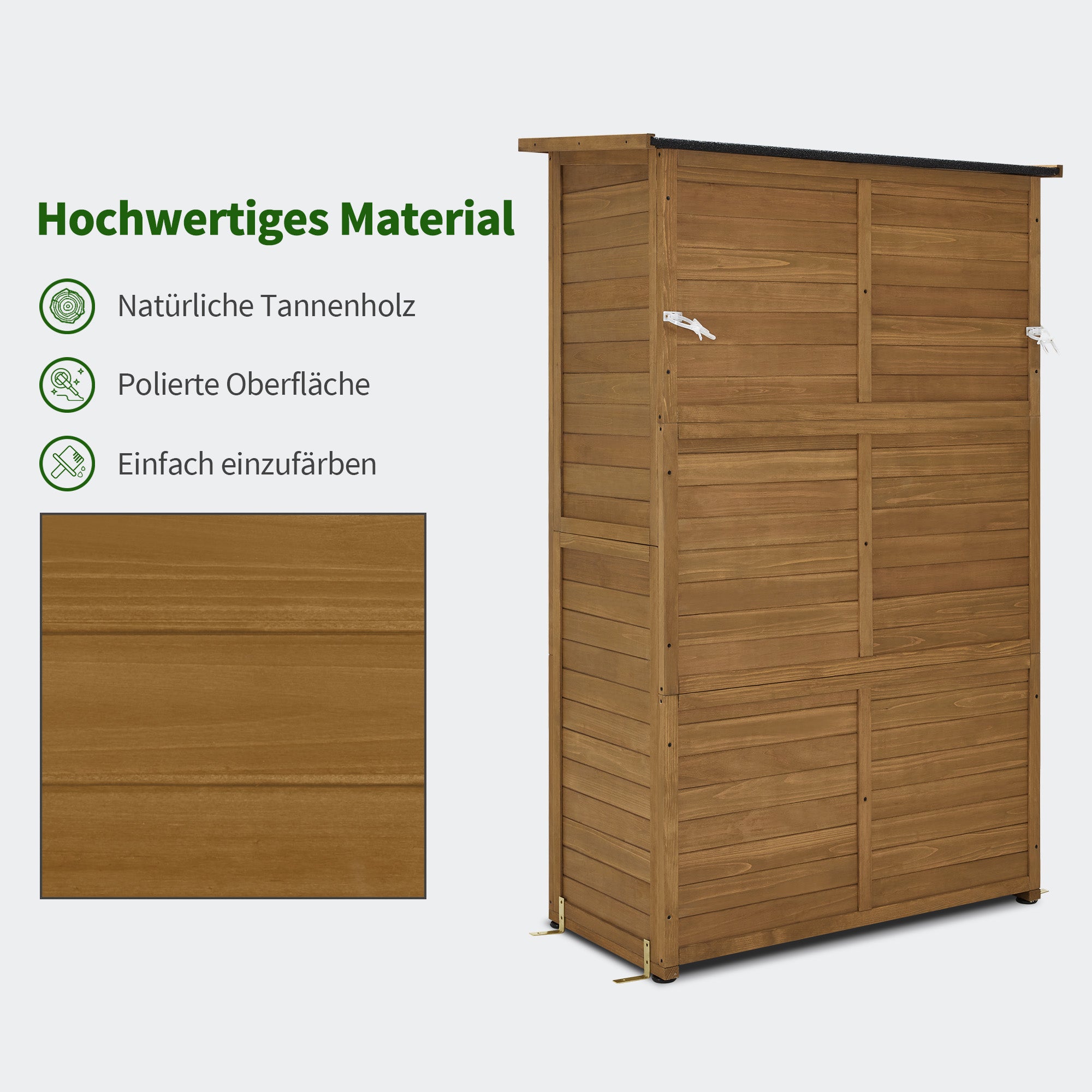 MCombo Casetta da giardino in legno, resistente alle intemperie e impermeabile, ideale per balconi e terrazze. Dotata di 3 ripiani rimovibili, dimensioni 55×110×175 cm, codice 0130D (Naturale).