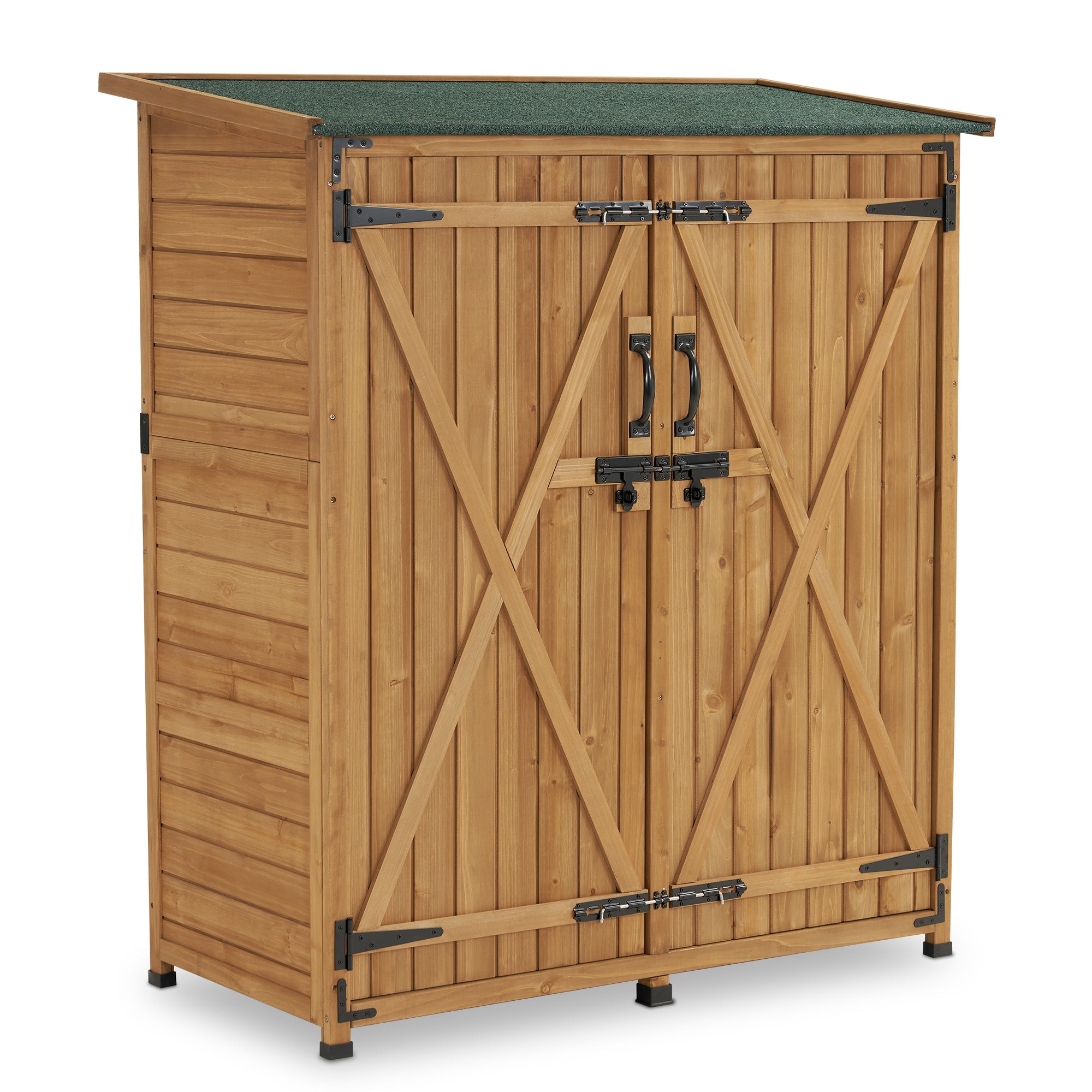 M MCombo Tuinkast Hout Weerbestendig, Klein Buiten Tuinhuis Gereedschapsruimte, voor Buiten & Balkon & Terras, 122×60×137cm, 0707 (Natuur/Grijs)