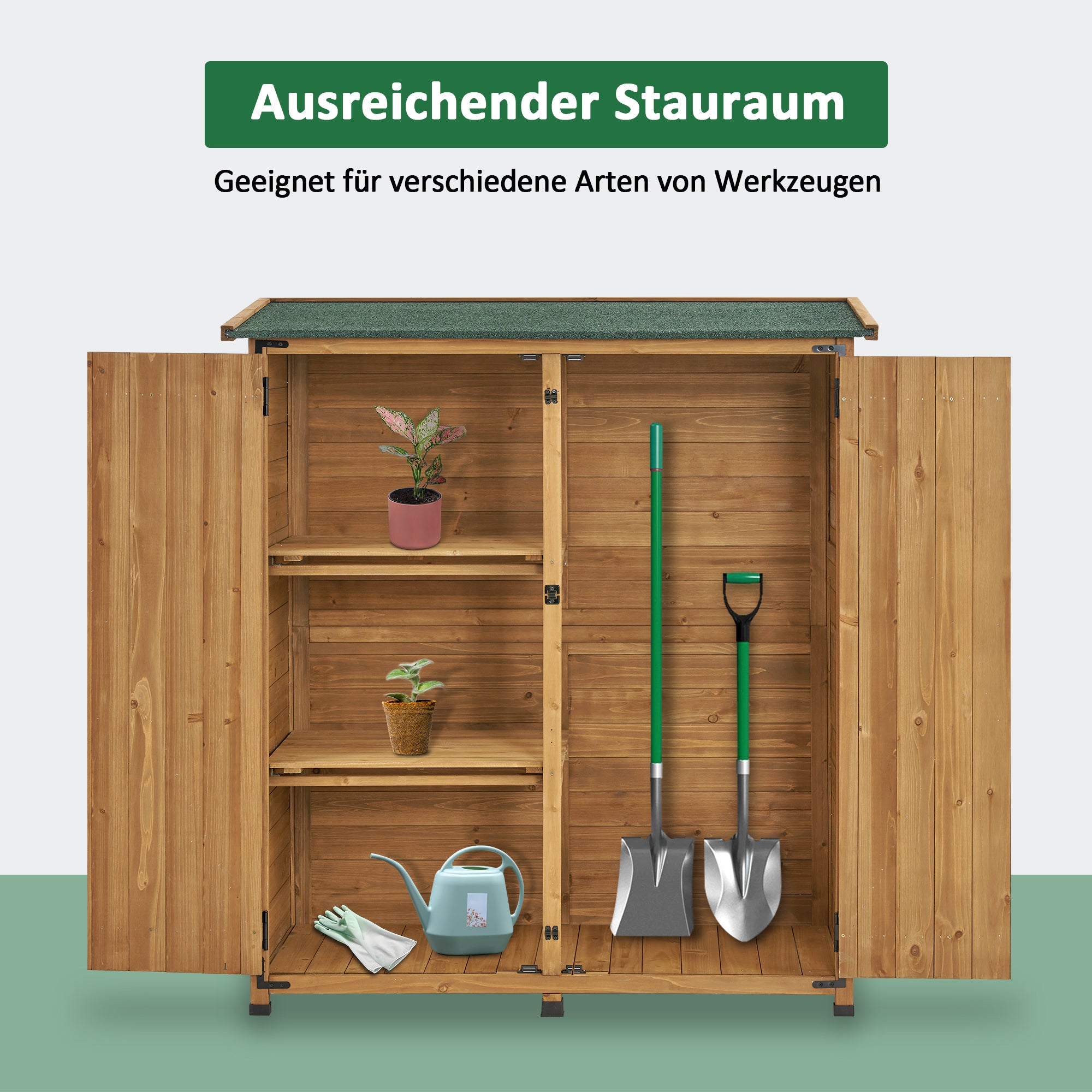 M MCombo Tuinkast Hout Weerbestendig, Klein Buiten Tuinhuis Gereedschapsruimte, voor Buiten & Balkon & Terras, 122×60×137cm, 0707 (Natuur/Grijs)