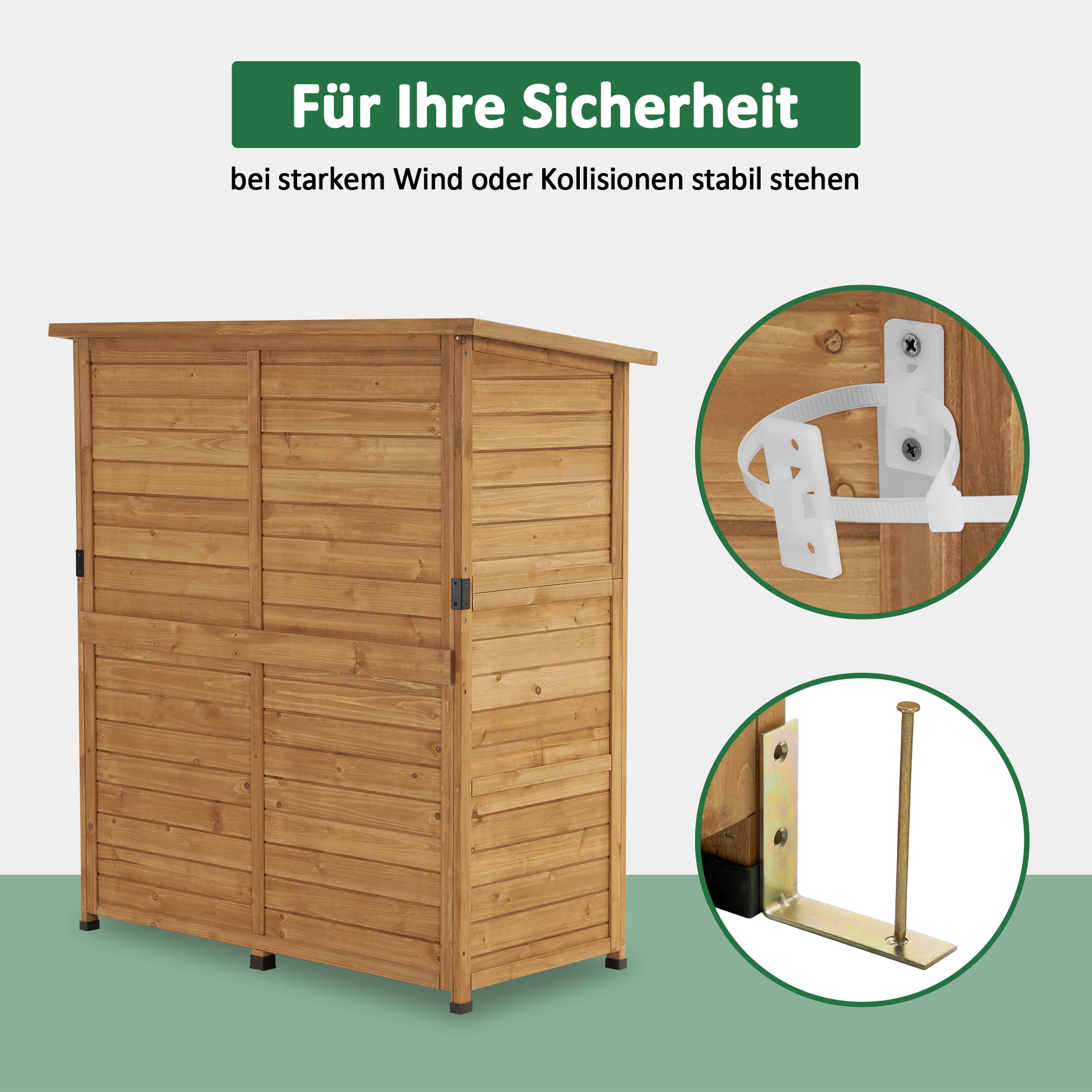 M MCombo Tuinkast Hout Weerbestendig, Klein Buiten Tuinhuis Gereedschapsruimte, voor Buiten & Balkon & Terras, 122×60×137cm, 0707 (Natuur/Grijs)