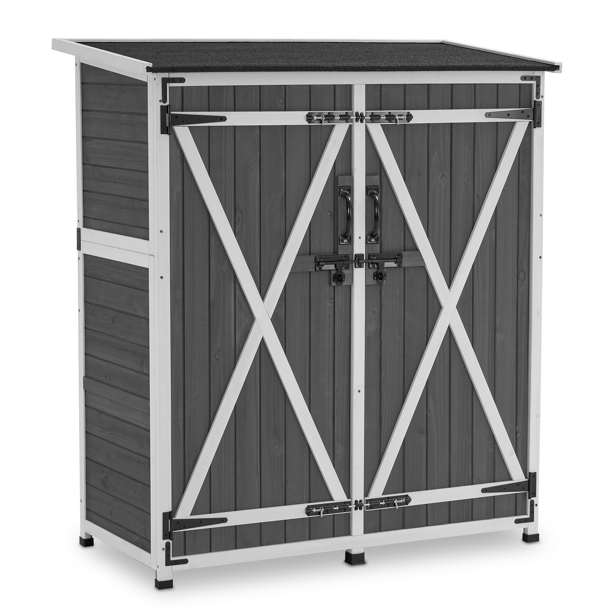 M MCombo Tuinkast Hout Weerbestendig, Klein Buiten Tuinhuis Gereedschapsruimte, voor Buiten & Balkon & Terras, 122×60×137cm, 0707 (Natuur/Grijs)