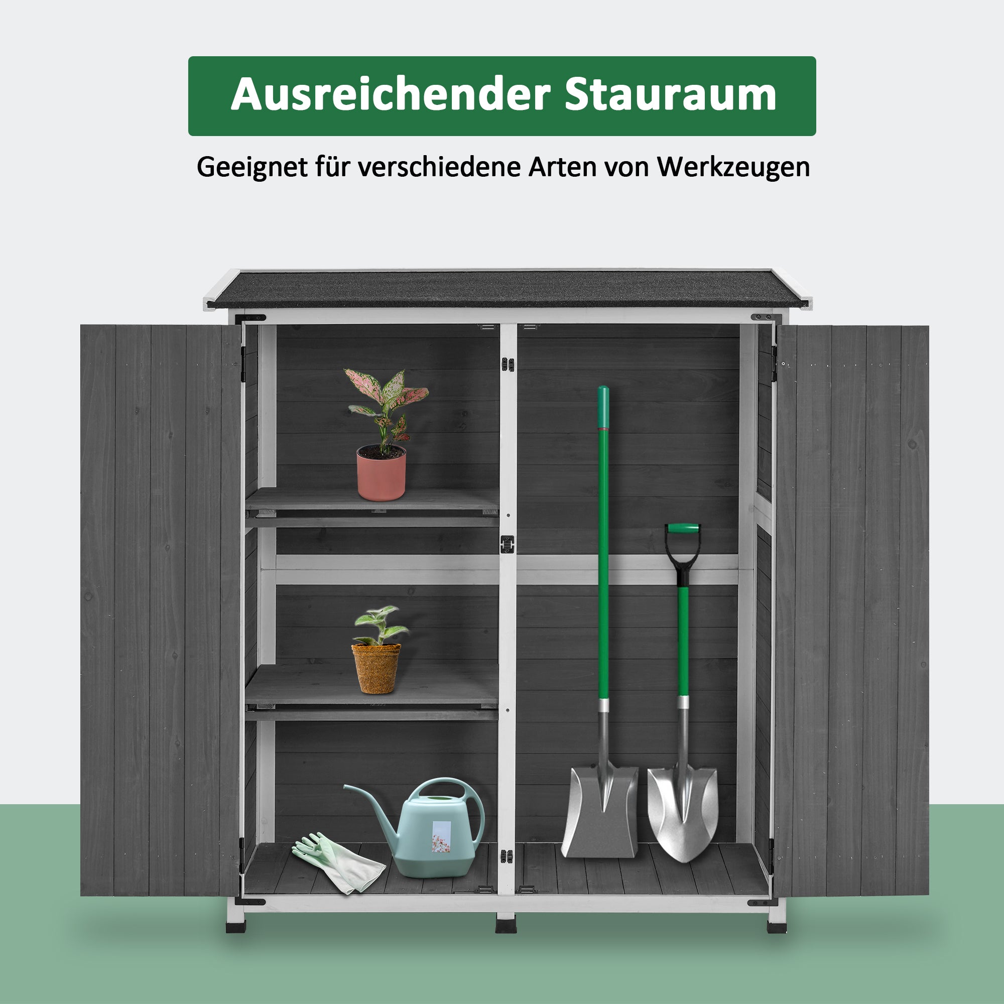 M MCombo Tuinkast Hout Weerbestendig, Klein Buiten Tuinhuis Gereedschapsruimte, voor Buiten & Balkon & Terras, 122×60×137cm, 0707 (Natuur/Grijs)