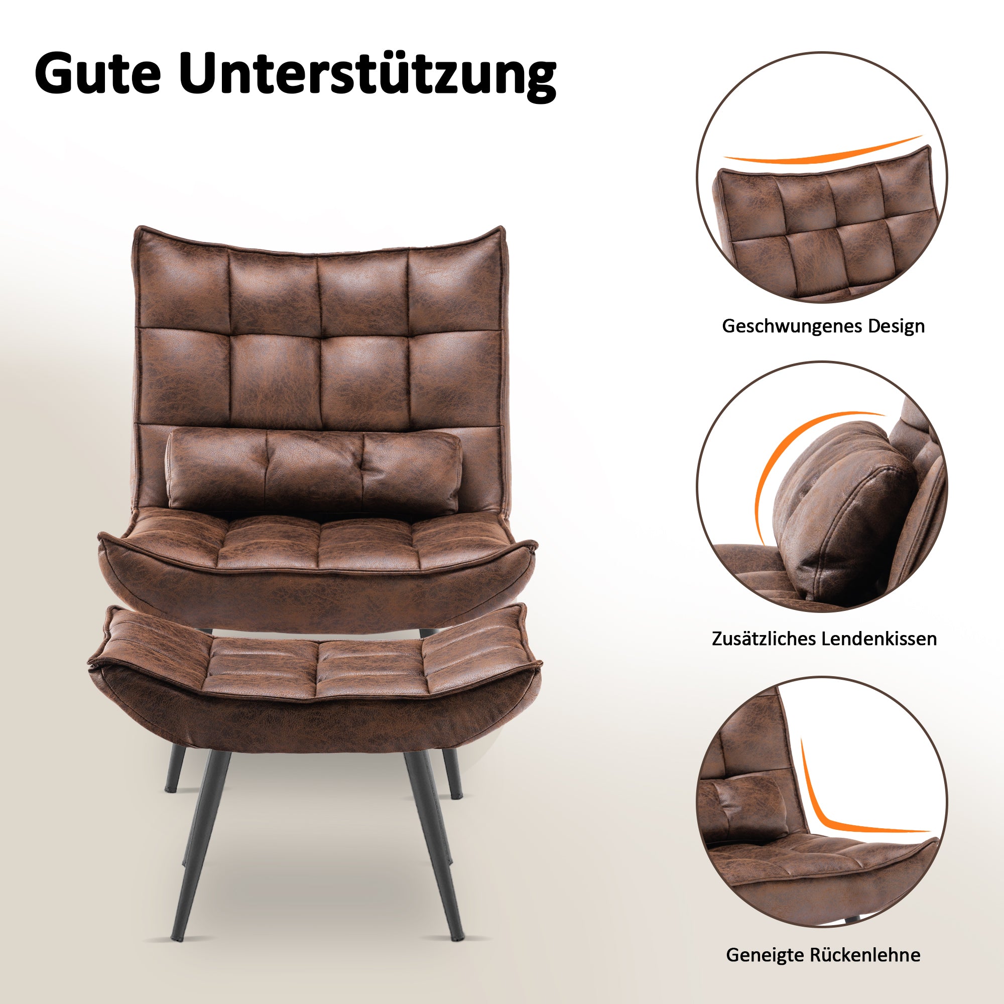 MCombo Relaxfauteuil Fernsehsessel Fauteuil Mikrofaser 4778, 4779, met / zonder Hocker
