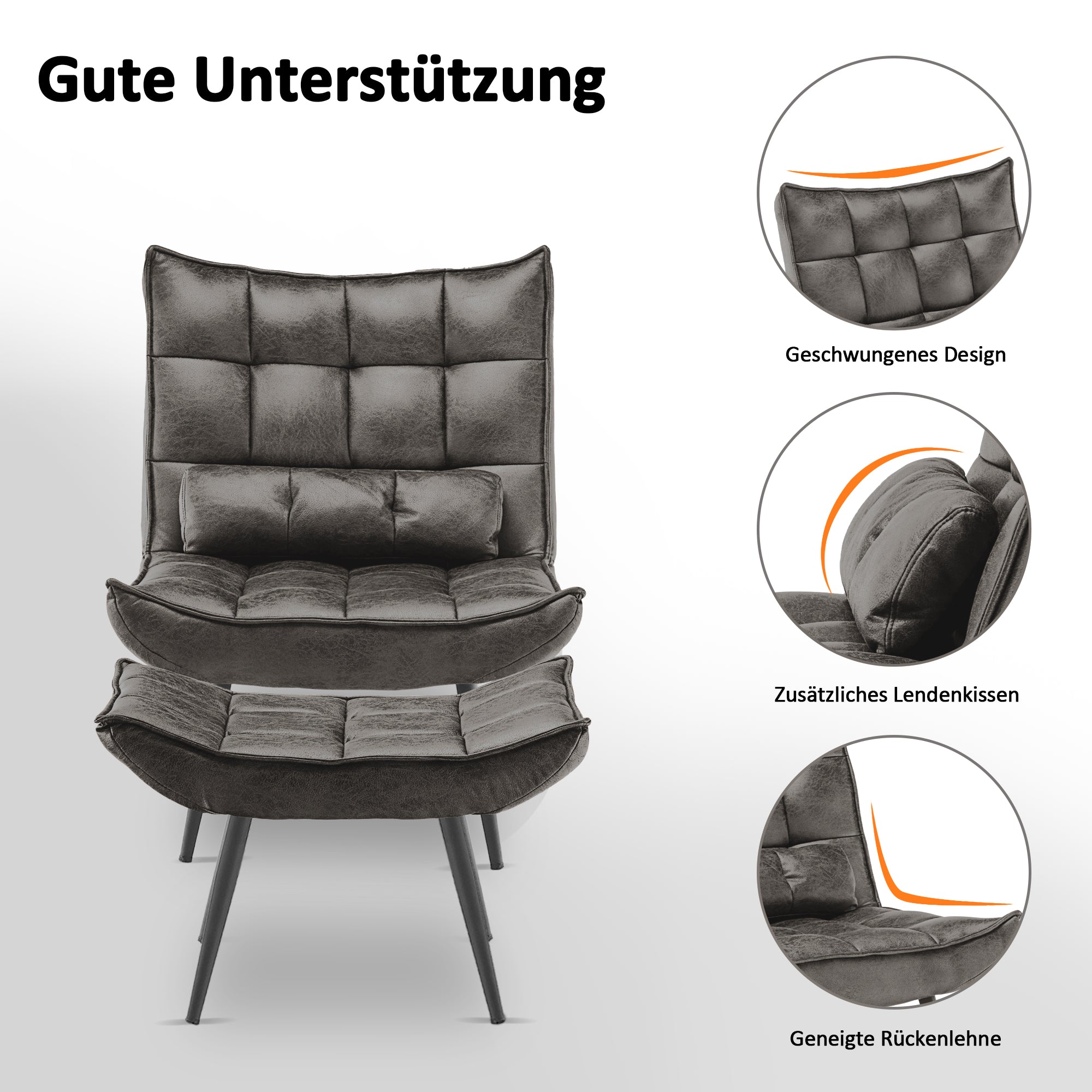 MCombo Relaxfauteuil Fernsehsessel Fauteuil Mikrofaser 4778, 4779, met / zonder Hocker