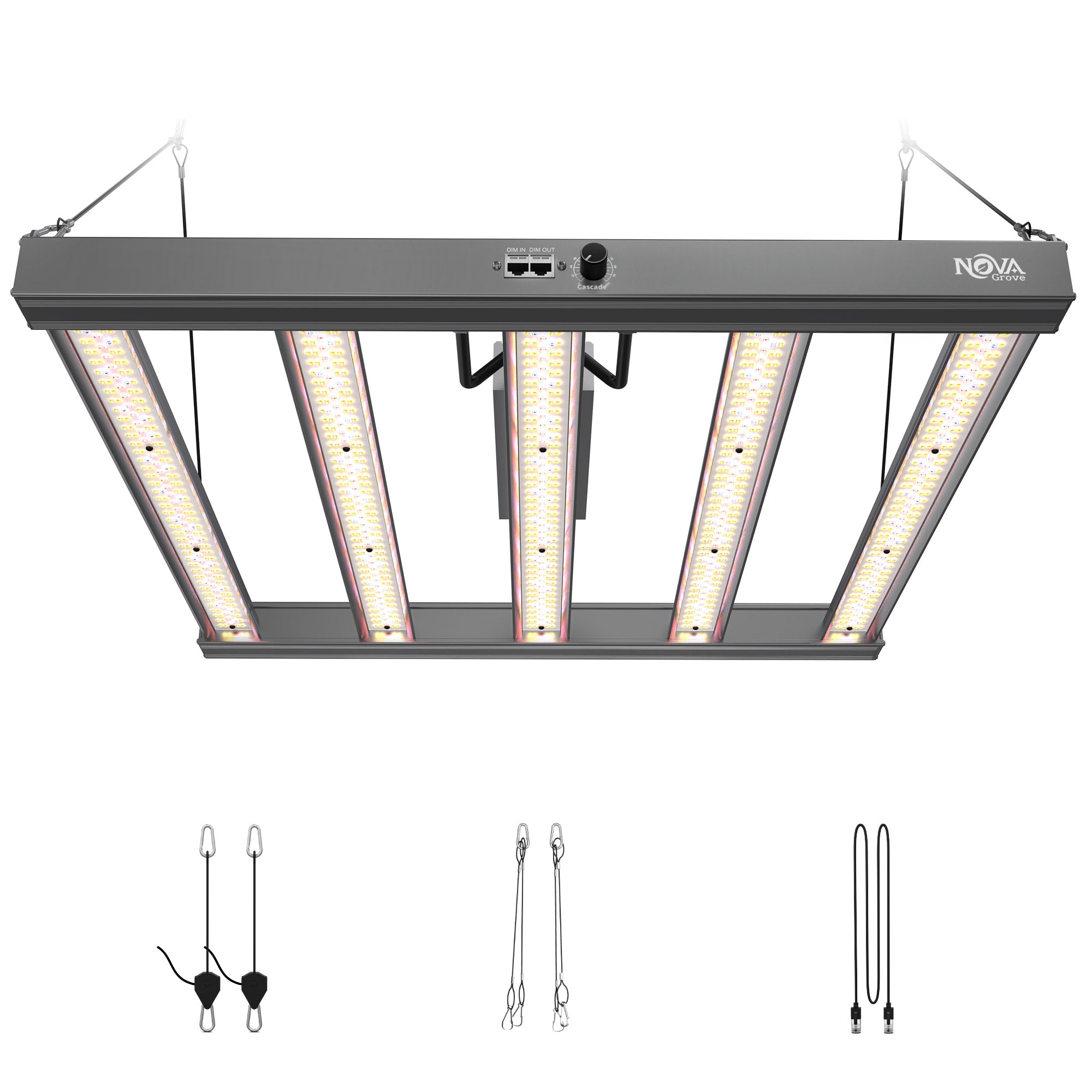 NovaGrove Lampada LED a infrarossi a spettro completo per piante, 320W, per grow box da 90x90 cm, dimmerabile e con collegamento in serie, PR32