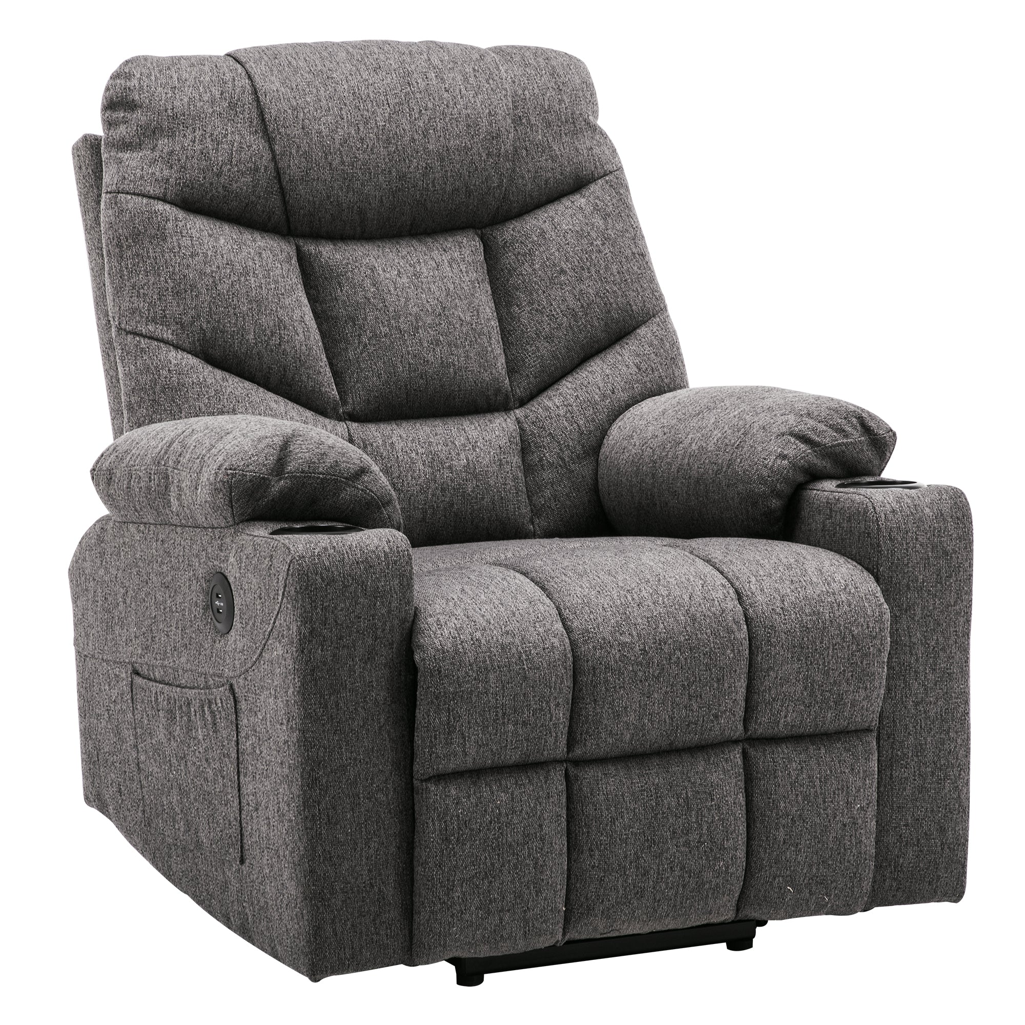 M MCombo Fernsehsessel met opstaahulp Elektrisch, fauteuil met opstaahulp, televisiefauteuil met ligfunctie tot 140°, seniorenfauteuil voor woonkamer, met USB 7286