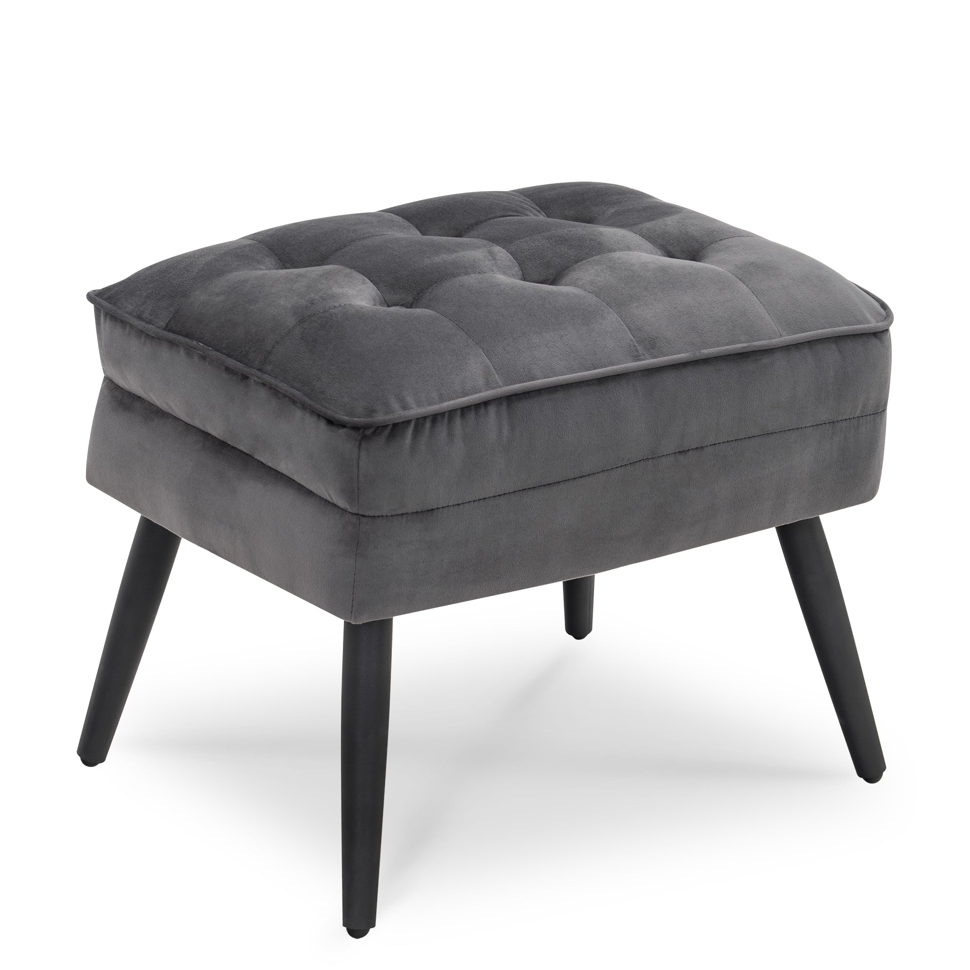 MCombo Oorfauteuil met Fluwelen Bekleding voor de woonkamer, Armleuningstoel met Kussen en Metalen Poten, Afneembaar Zitkussen, Chesterfield Fauteuil Relaxfauteuil Polstertaak 120KG belastbaar, 7277 (met/zonder Hocker)