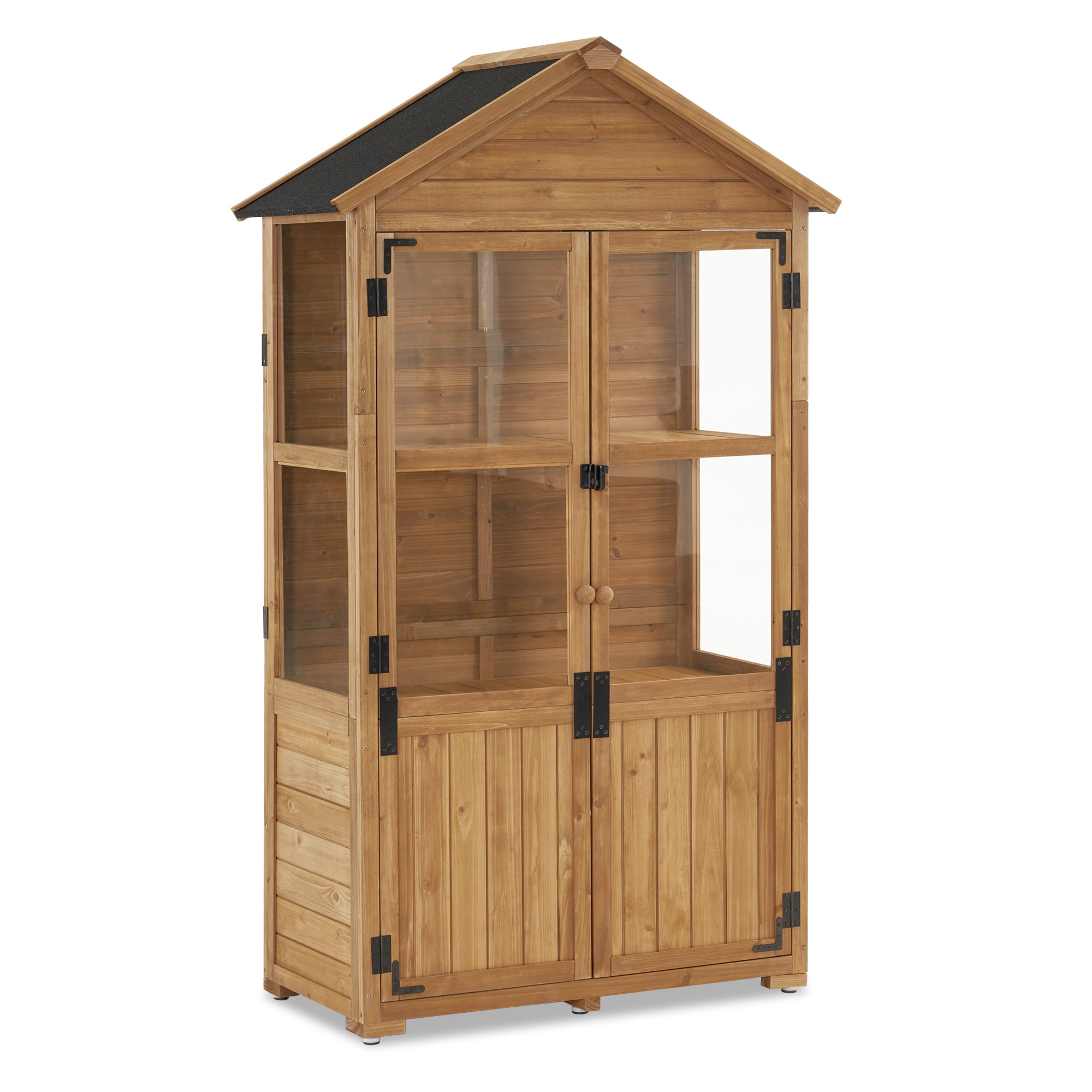MCombo Piccola casetta da giardino in legno, resistente alle intemperie, ideale come casetta da giardino/rimessa attrezzi, serra per balcone e terrazzo, 100 × 53 × 178 cm, 0111