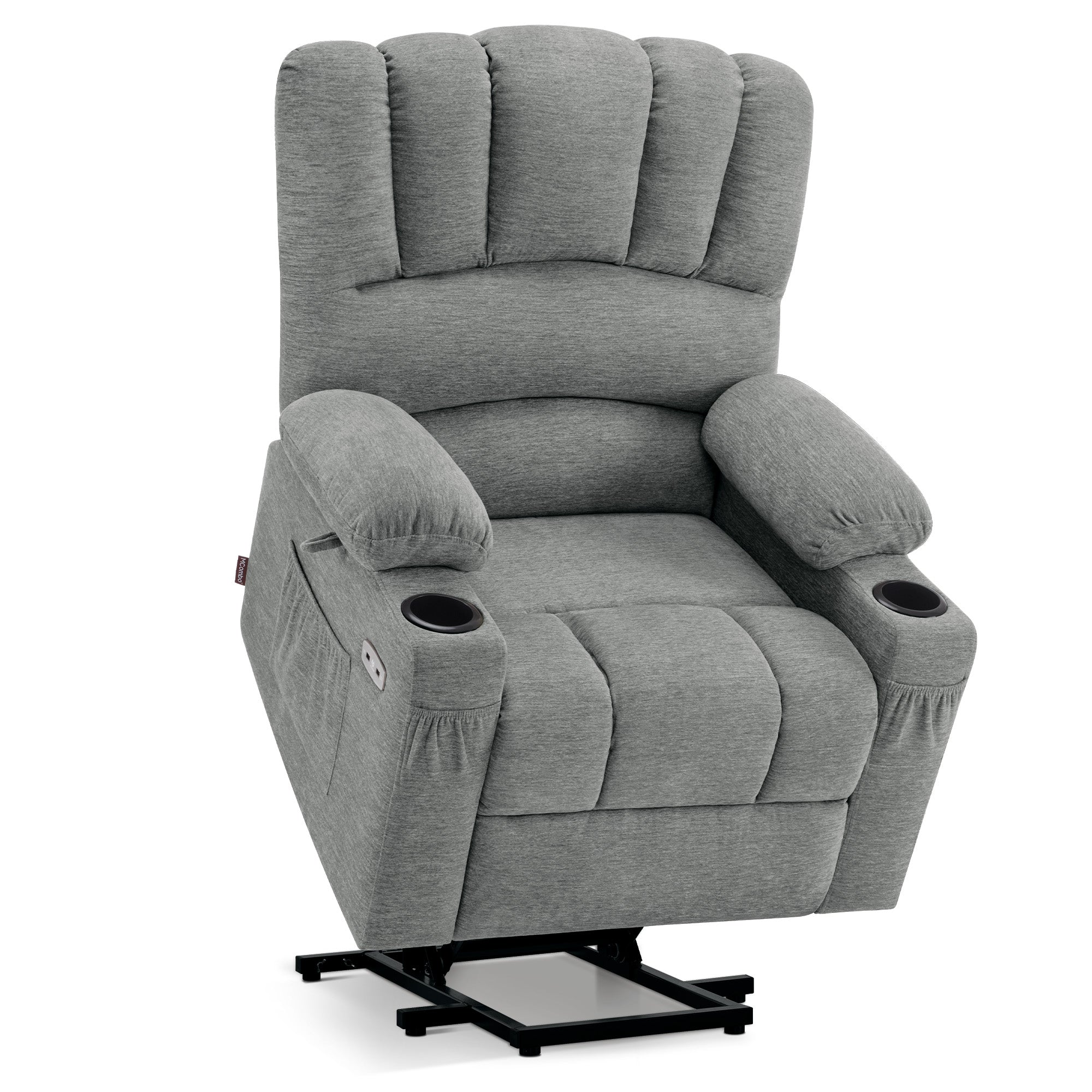MCombo Poltrona relax con sollevamento assistito e funzione reclinabile 7102, poltrona TV regolabile elettricamente, poltrona TV con funzione massaggio e riscaldamento, per soggiorni per anziani, USB