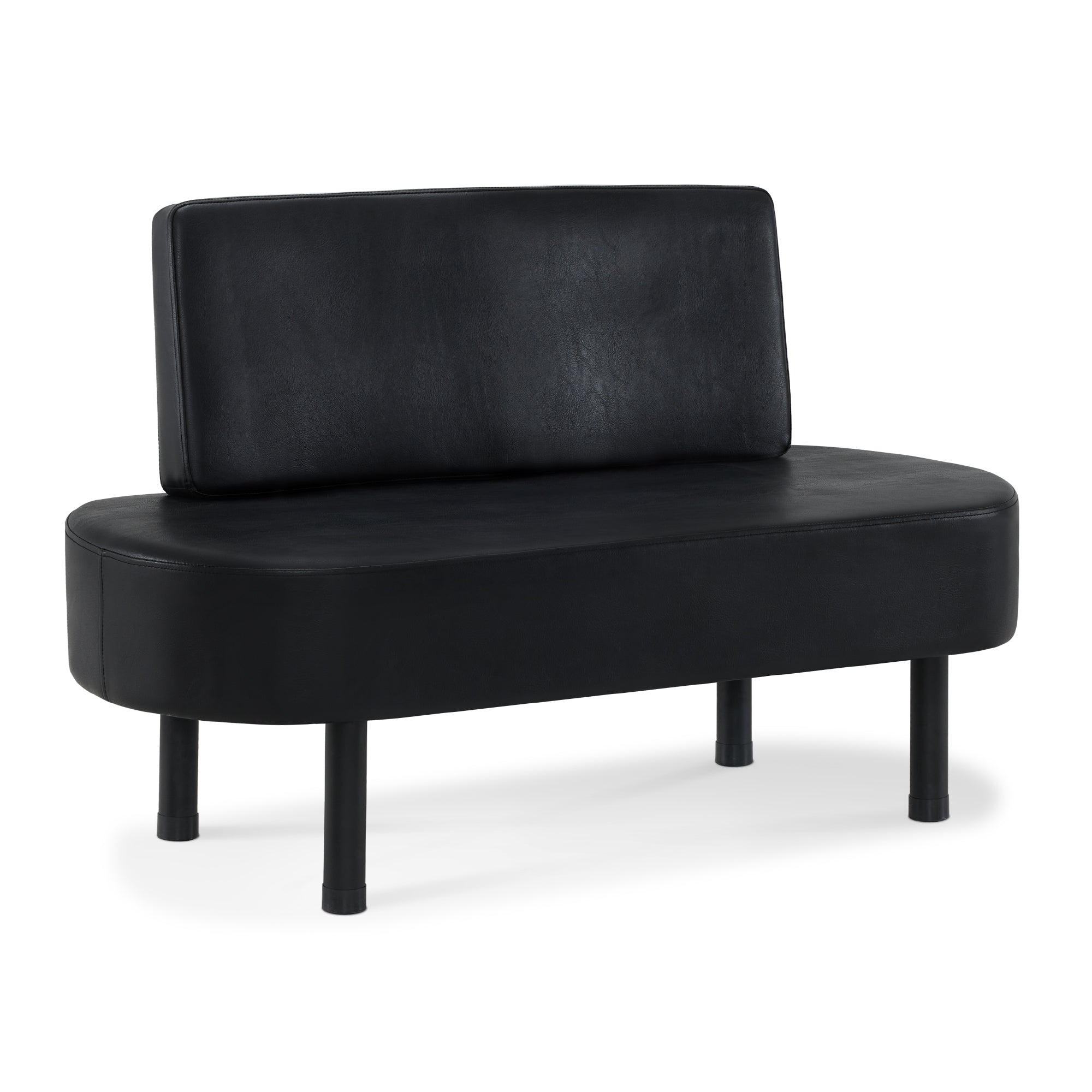 MCombo 3-zits bank met rugleuning, 130 cm wachtbank, gestoffeerde bank met rugleuning, halbank zwart, woonkamerbank, schoenenbank W517 (Zwart/Kunstleer)