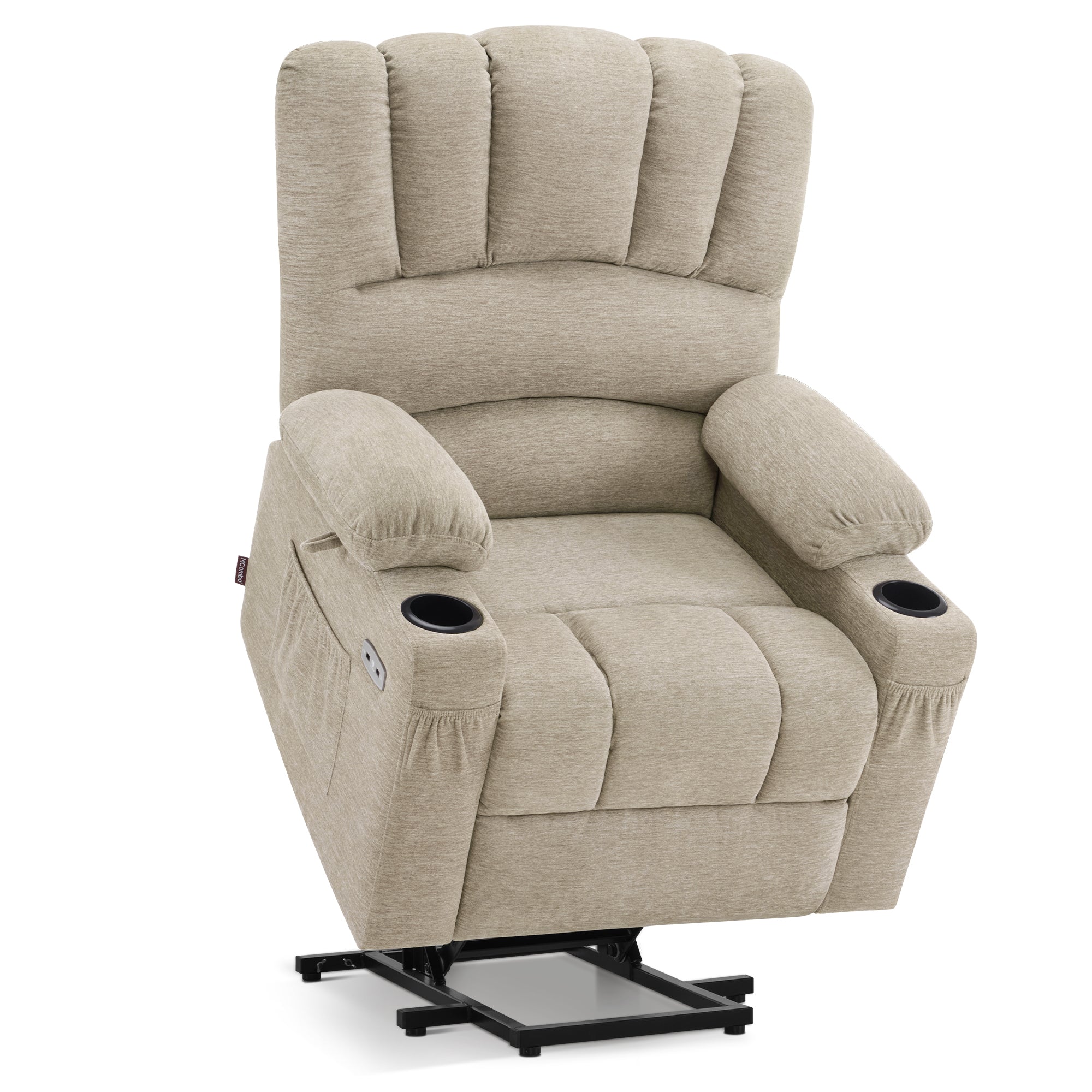 MCombo Poltrona relax con sollevamento assistito e funzione reclinabile 7102, poltrona TV regolabile elettricamente, poltrona TV con funzione massaggio e riscaldamento, per soggiorni per anziani, USB