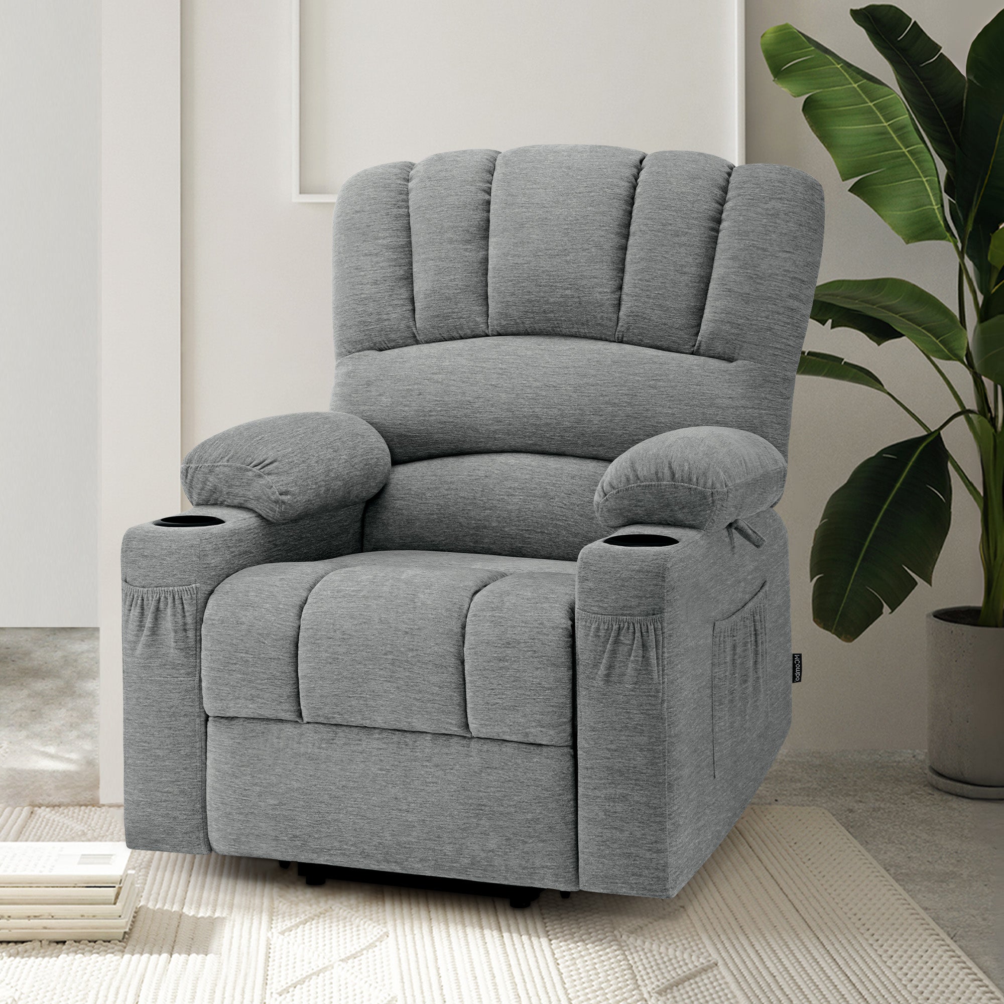 MCombo Poltrona relax con sollevamento assistito e funzione reclinabile 7102, poltrona TV regolabile elettricamente, poltrona TV con funzione massaggio e riscaldamento, per soggiorni per anziani, USB