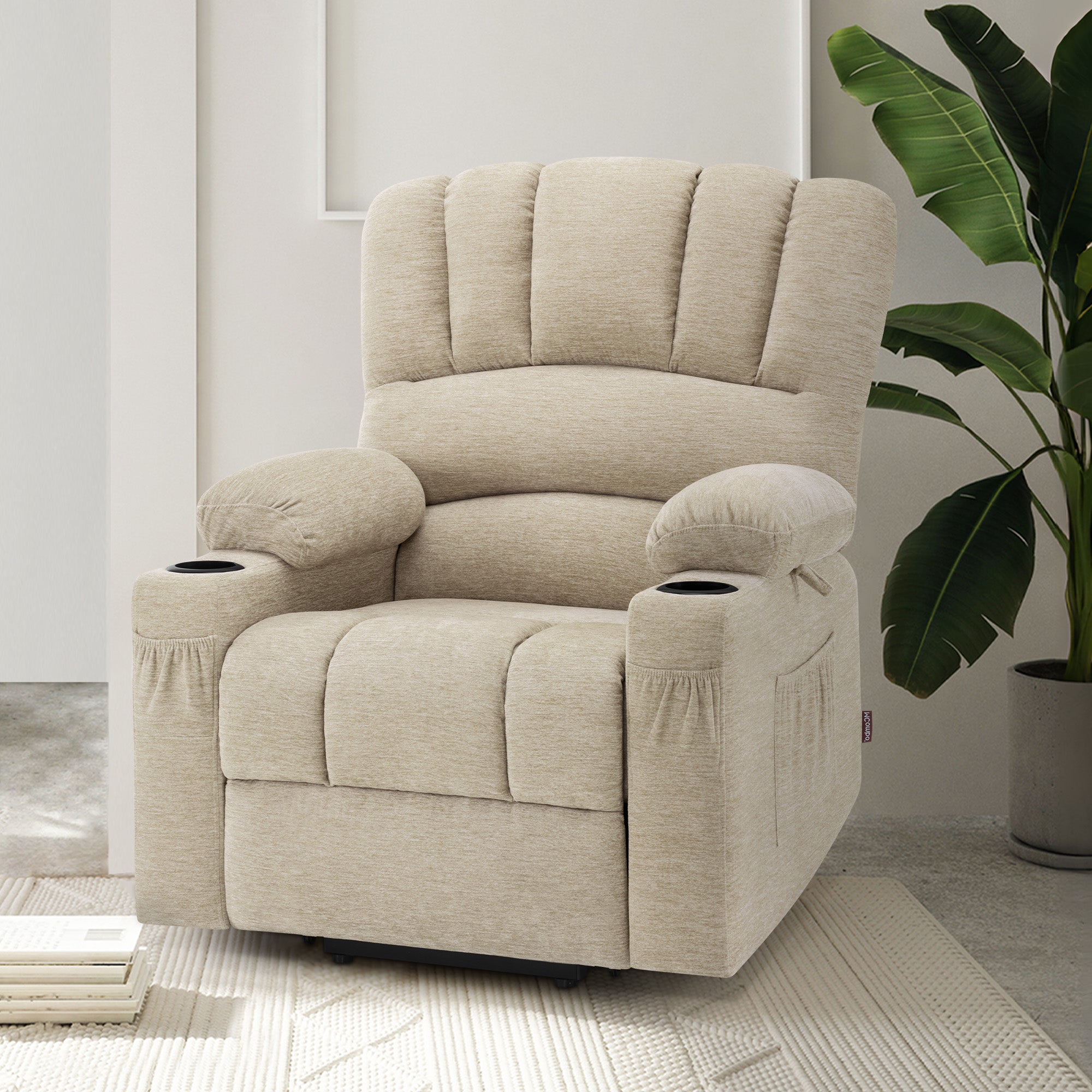 MCombo Poltrona relax con sollevamento assistito e funzione reclinabile 7102, poltrona TV regolabile elettricamente, poltrona TV con funzione massaggio e riscaldamento, per soggiorni per anziani, USB