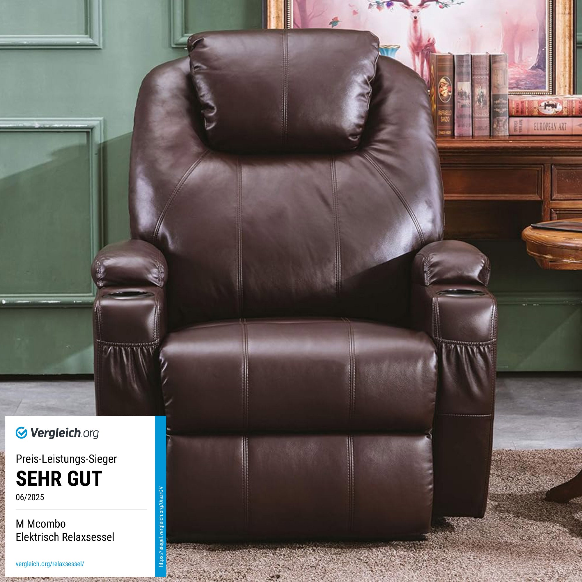 MCombo Poltrona relax elettrica, poltrona massaggiante, poltrona TV, funzione reclinabile, vibrazione, riscaldamento 7061