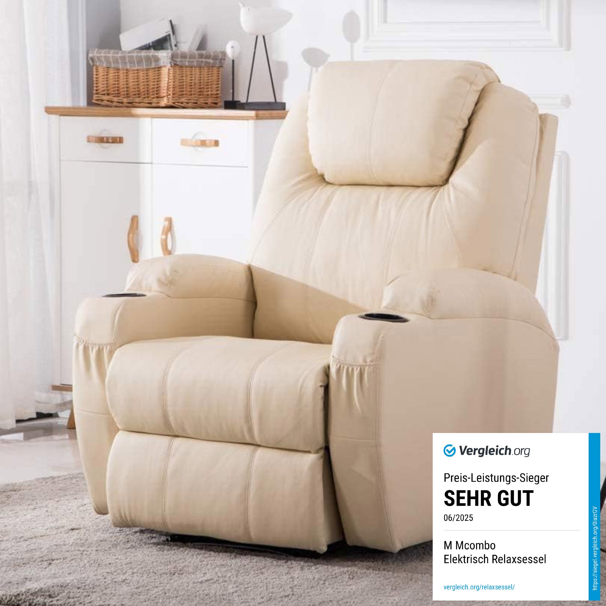MCombo Poltrona relax elettrica, poltrona massaggiante, poltrona TV, funzione reclinabile, vibrazione, riscaldamento 7061