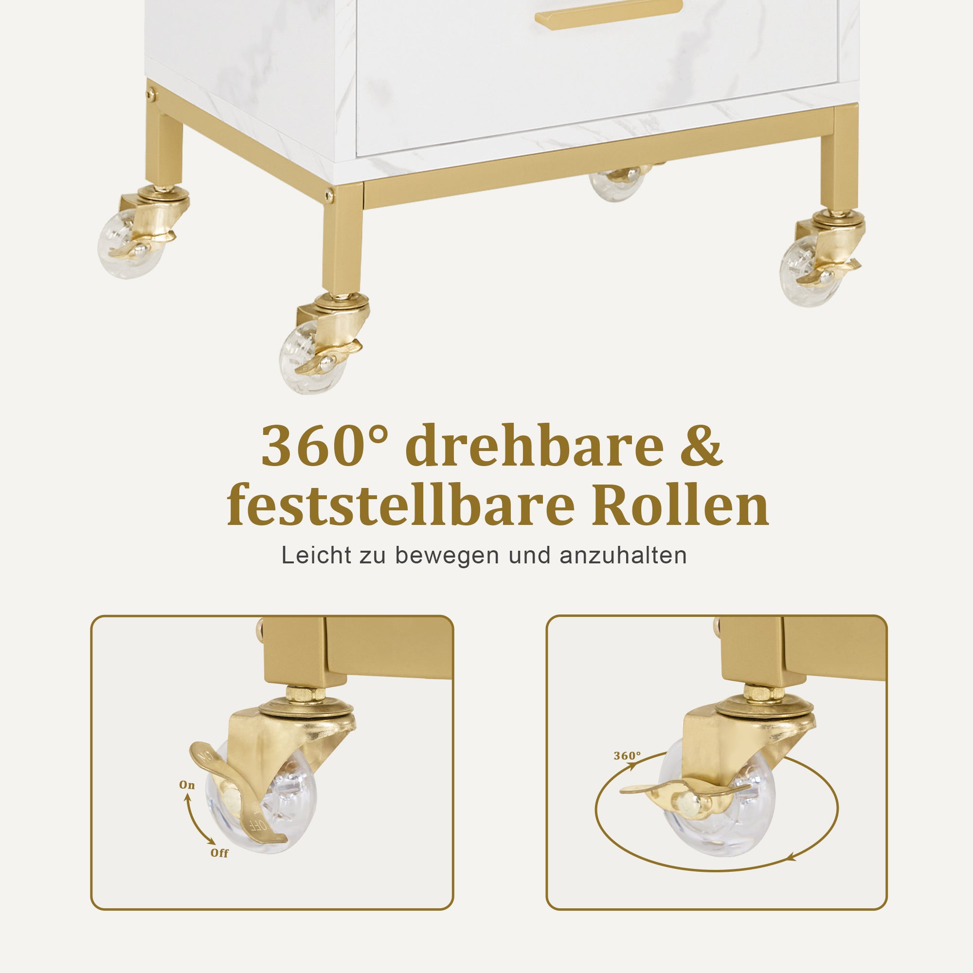 MCombo Carrello di servizio con ruote e 4 cassetti, carrello su ruote, carrello da parrucchiere, bianco, carrello da salone con ripiano, carrello da lavoro moderno per bagno/soggiorno, 30x40x86,5 cm, 0062