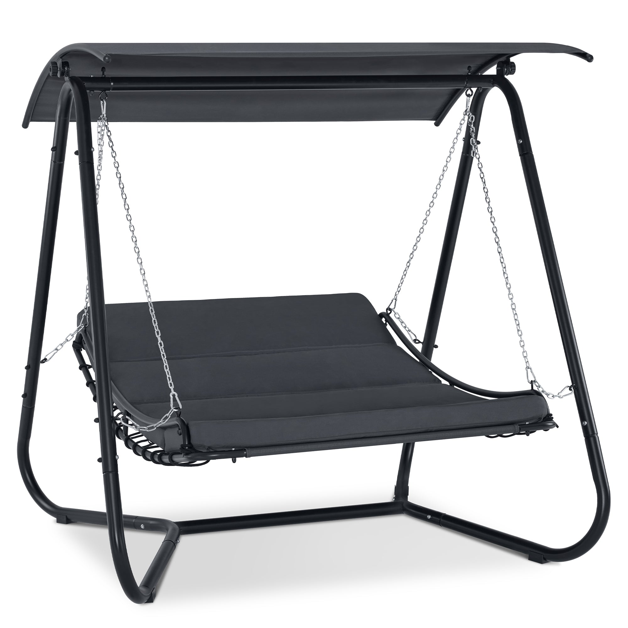 MCombo Dondolo Hollywood con funzione reclinabile, lettino da giardino per esterni, resistente alle intemperie, con parasole e cuscino di seduta extra spesso, dimensioni 167x155x173 cm, codice 8012 (grigio)