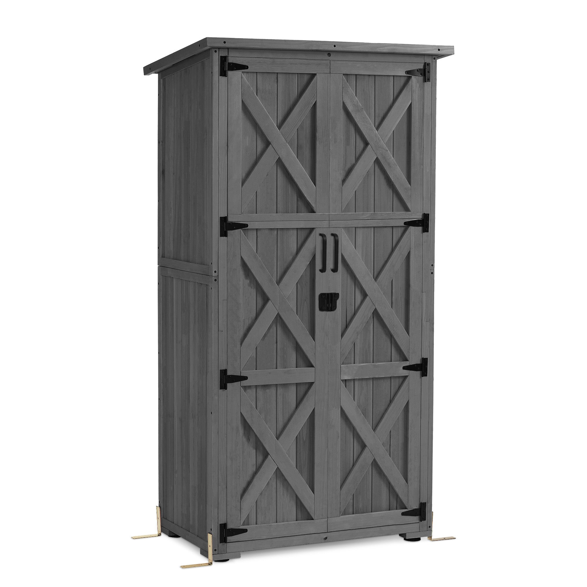 M MCombo Tuinkast Hout, Klein Tuinhuis Weerbestendig, Outdoor Gereedschapsopslag, voor Buiten Balkon Terras, 90×55×169cm, 0878