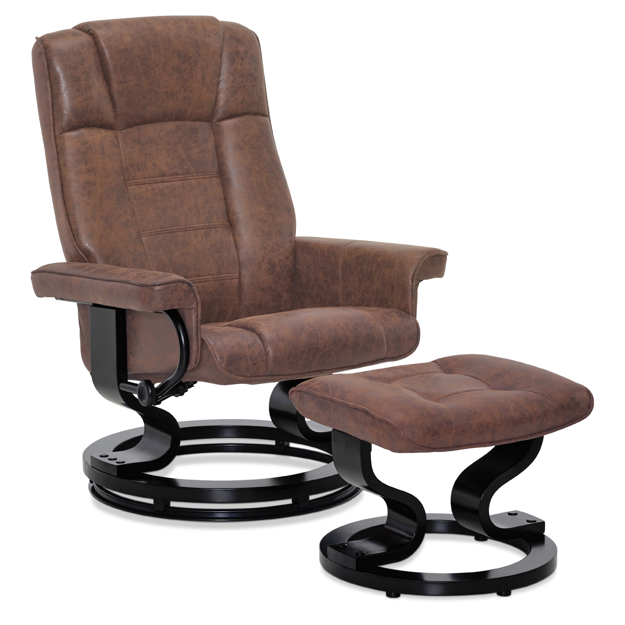 MCombo Poltrona relax con poggiapiedi, poltrona TV girevole a 360° con funzione reclinabile, poltrona TV con portata massima di 120 kg, moderna poltrona lounge per soggiorno, 9019