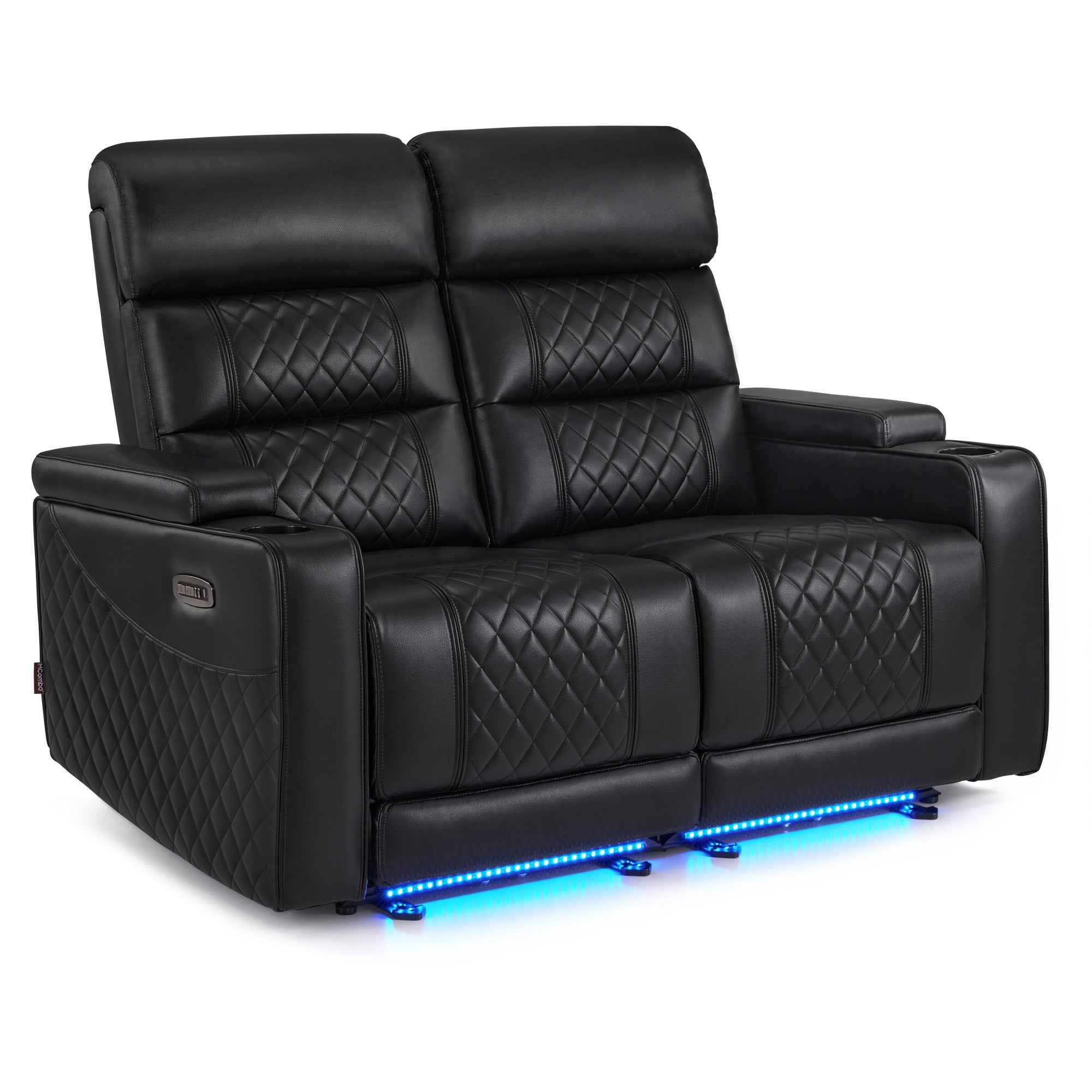 M MCombo Poltrona TV reclinabile elettrica (disponibile in versione a 1, 2 o 3 posti), poltrona cinema "Zero-Gravity" con luci LED, poggiatesta regolabile e cuscino di seduta in schiuma ad alta densità (35D) – Modelli 7759/7705 (Nero)