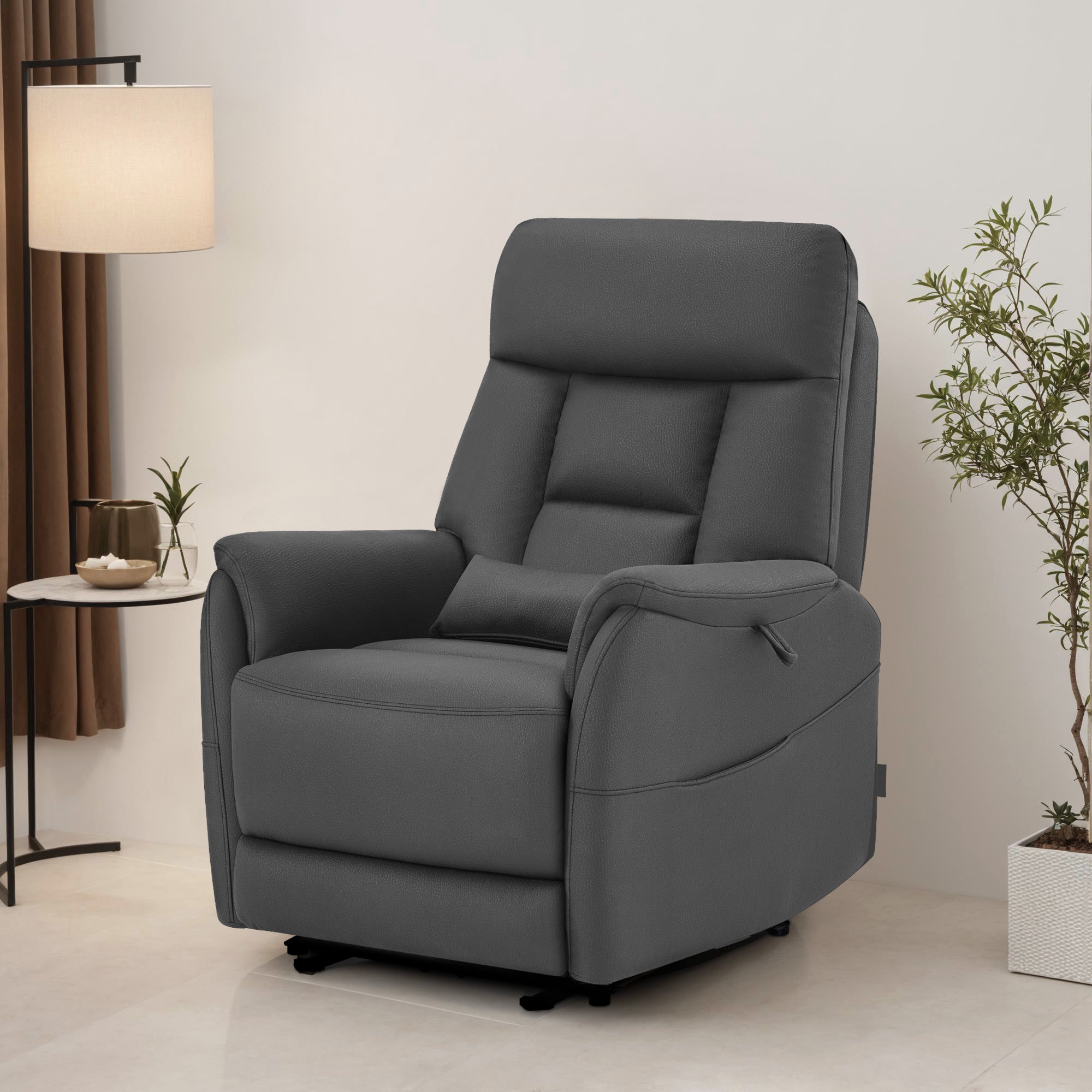 MCombo Poltrona reclinabile elettricamente regolabile, poltrona TV a 3 cm dalla parete, poltrona massaggiante reclinabile con funzione reclinabile, poltrona TV per piccoli spazi, porte USB e Type-C e cuscino lombare, 7063