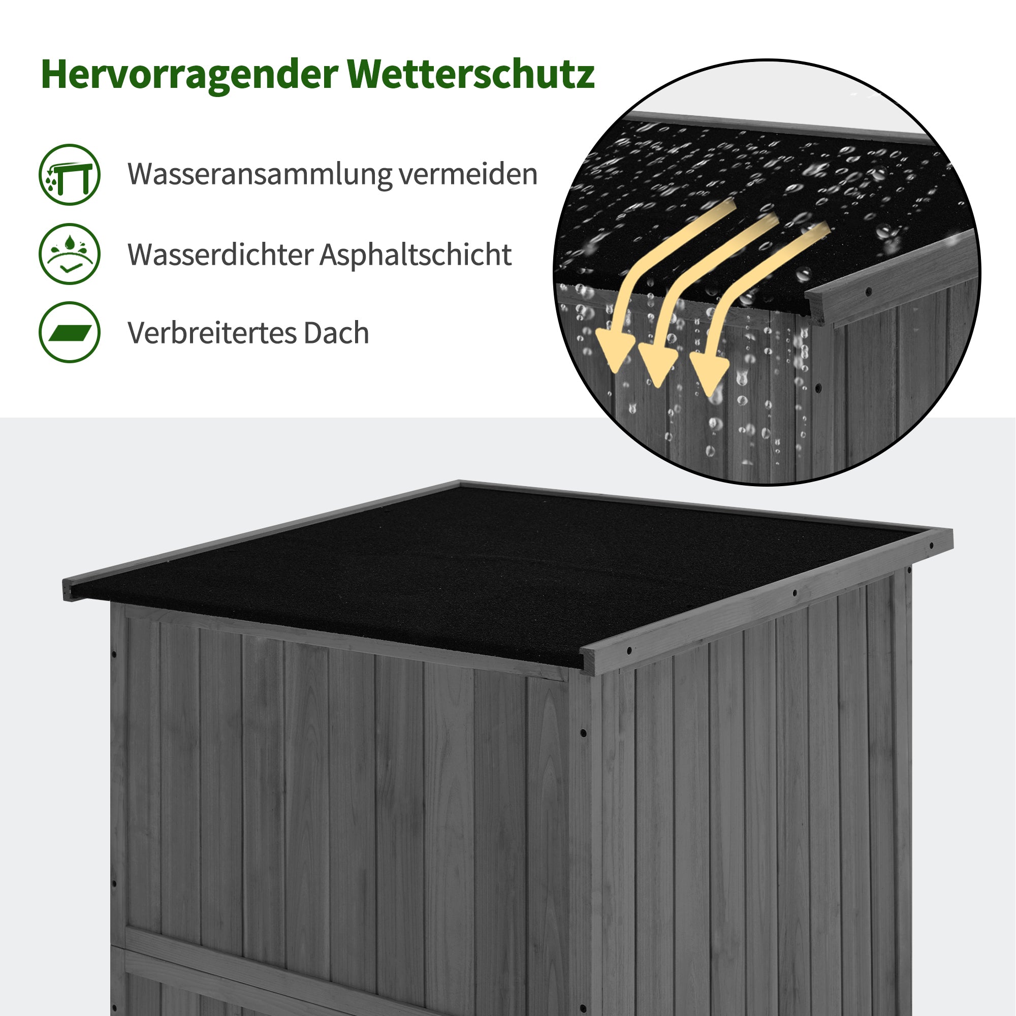 M MCombo Tuinkast Hout, Klein Tuinhuis Weerbestendig, Outdoor Gereedschapsopslag, voor Buiten Balkon Terras, 90×55×169cm, 0878