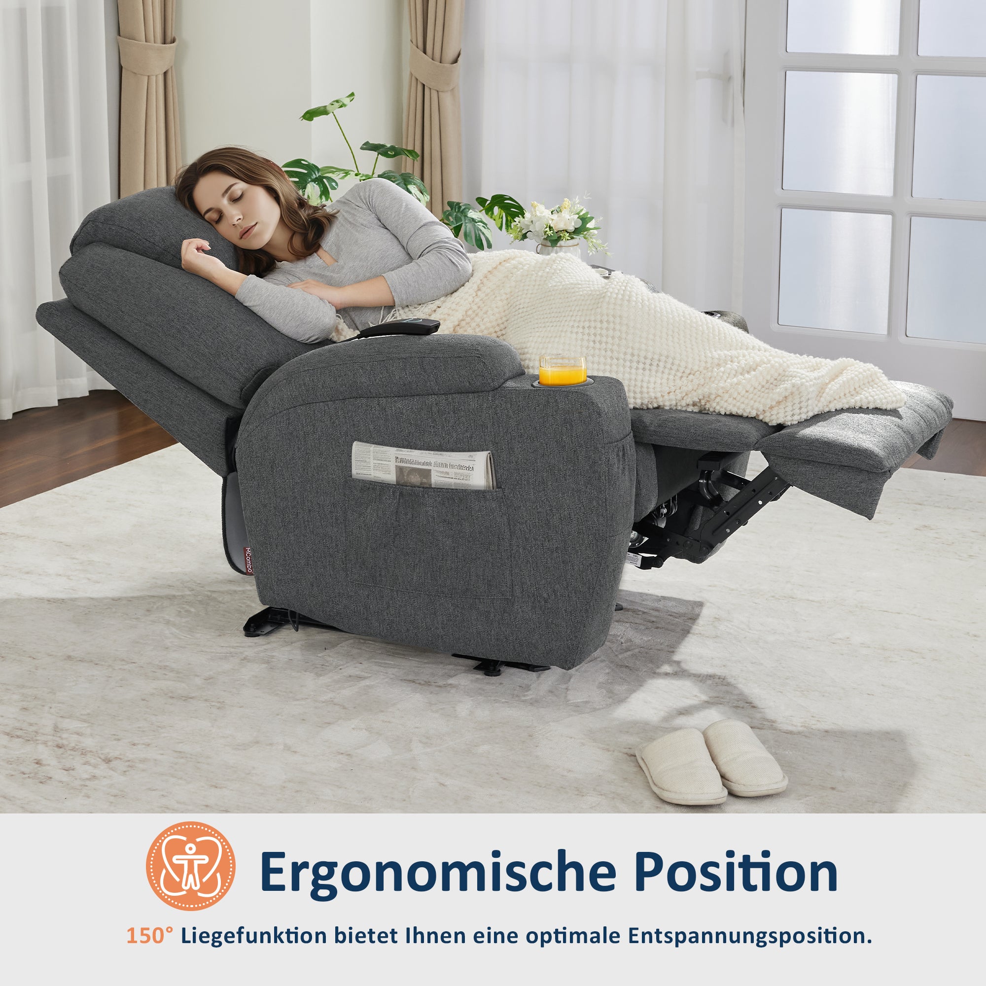 MCombo Poltrona relax elettrica, poltrona massaggiante, poltrona TV, funzione reclinabile, vibrazione, riscaldamento 7061