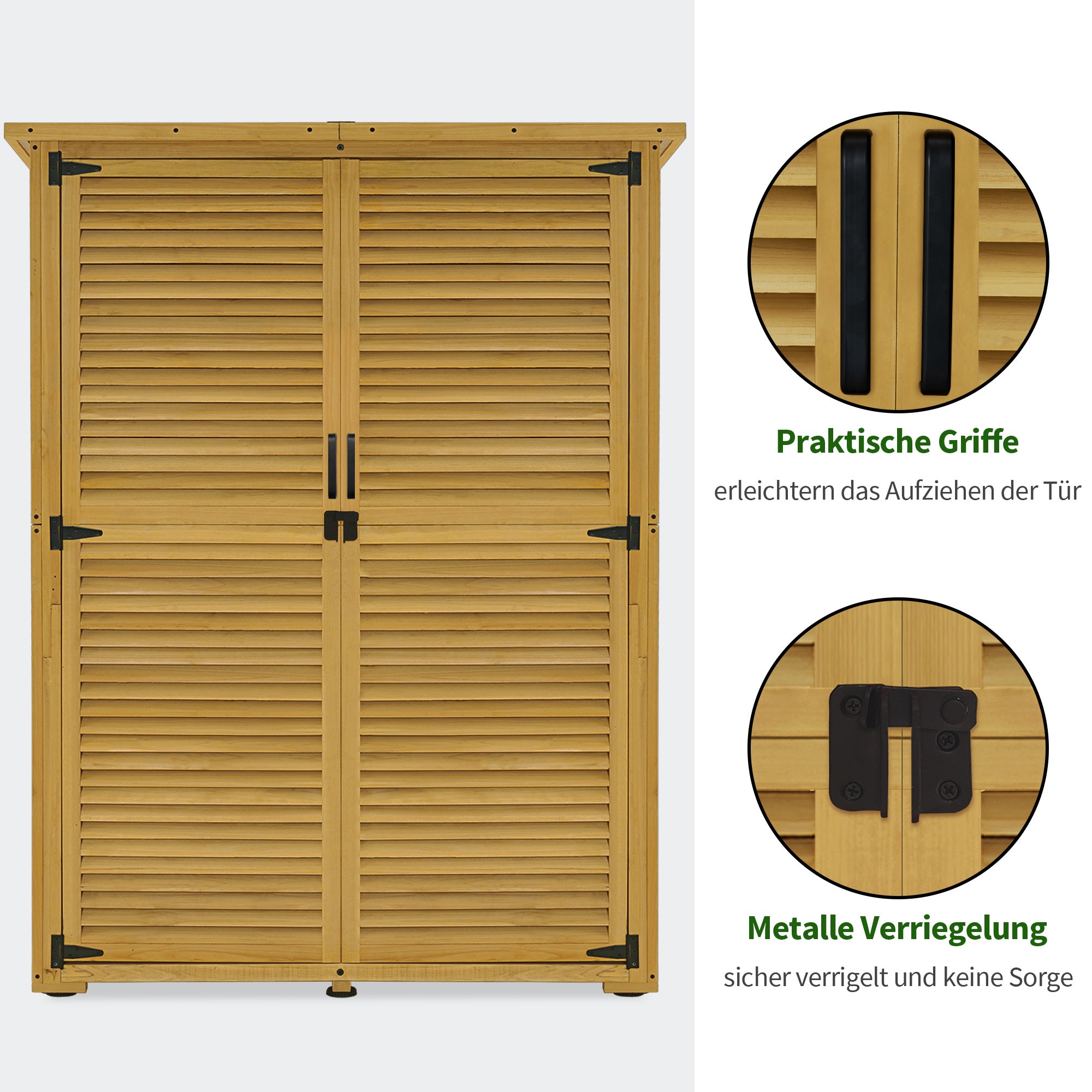 Armoire de jardin en bois M MCombo, petite maison de jardin résistante aux intempéries, abri de jardin extérieur, pour usage extérieur, balcon ou terrasse, 59×127×168 cm, 0901D-F