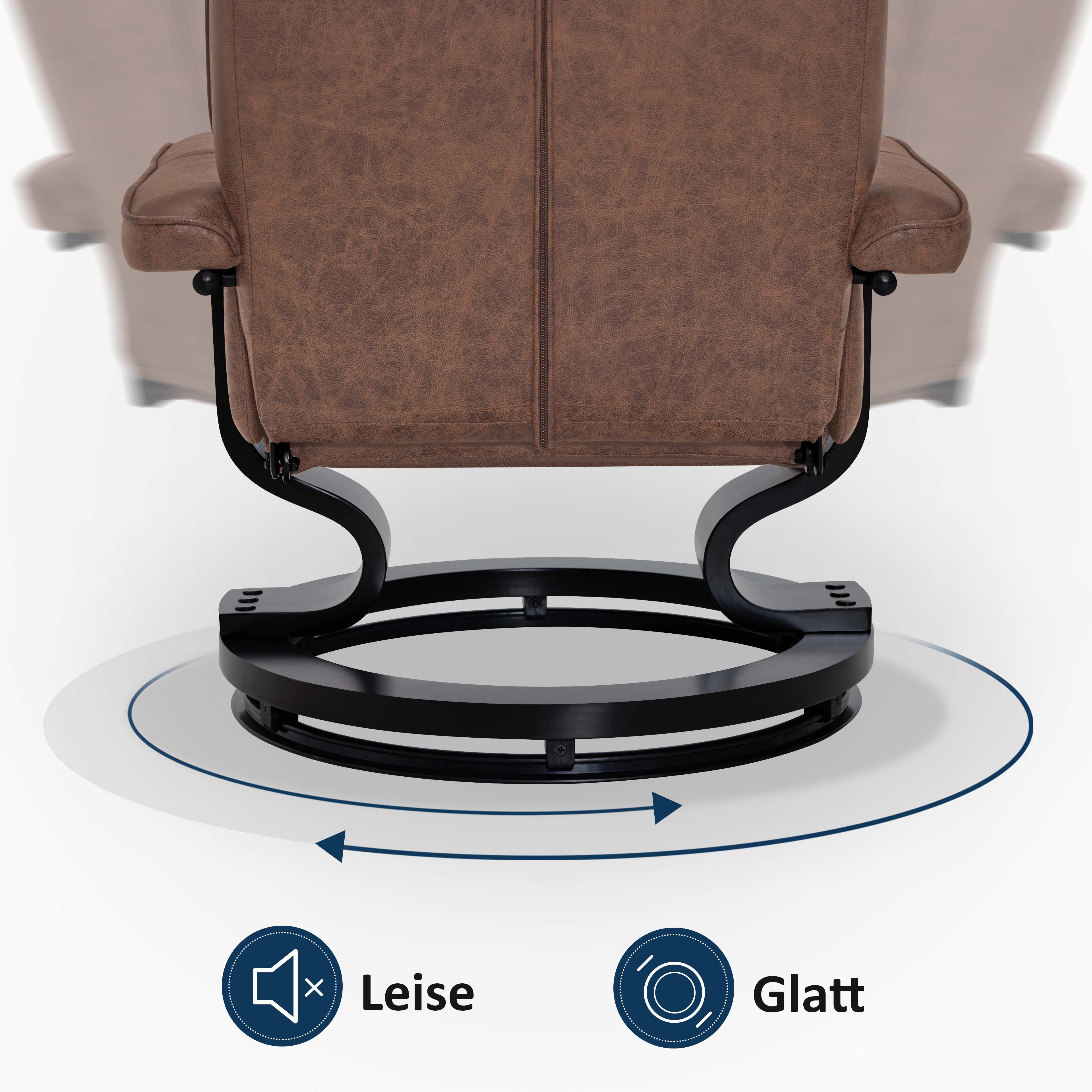 MCombo Poltrona relax con poggiapiedi, poltrona TV girevole a 360° con funzione reclinabile, poltrona TV con portata massima di 120 kg, moderna poltrona lounge per soggiorno, 9019