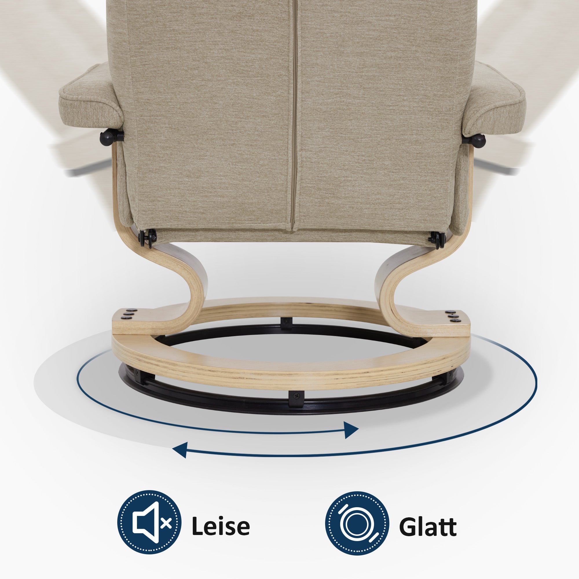 MCombo Poltrona relax con poggiapiedi, poltrona TV girevole a 360° con funzione reclinabile, poltrona TV con portata massima di 120 kg, moderna poltrona lounge per soggiorno, 9019