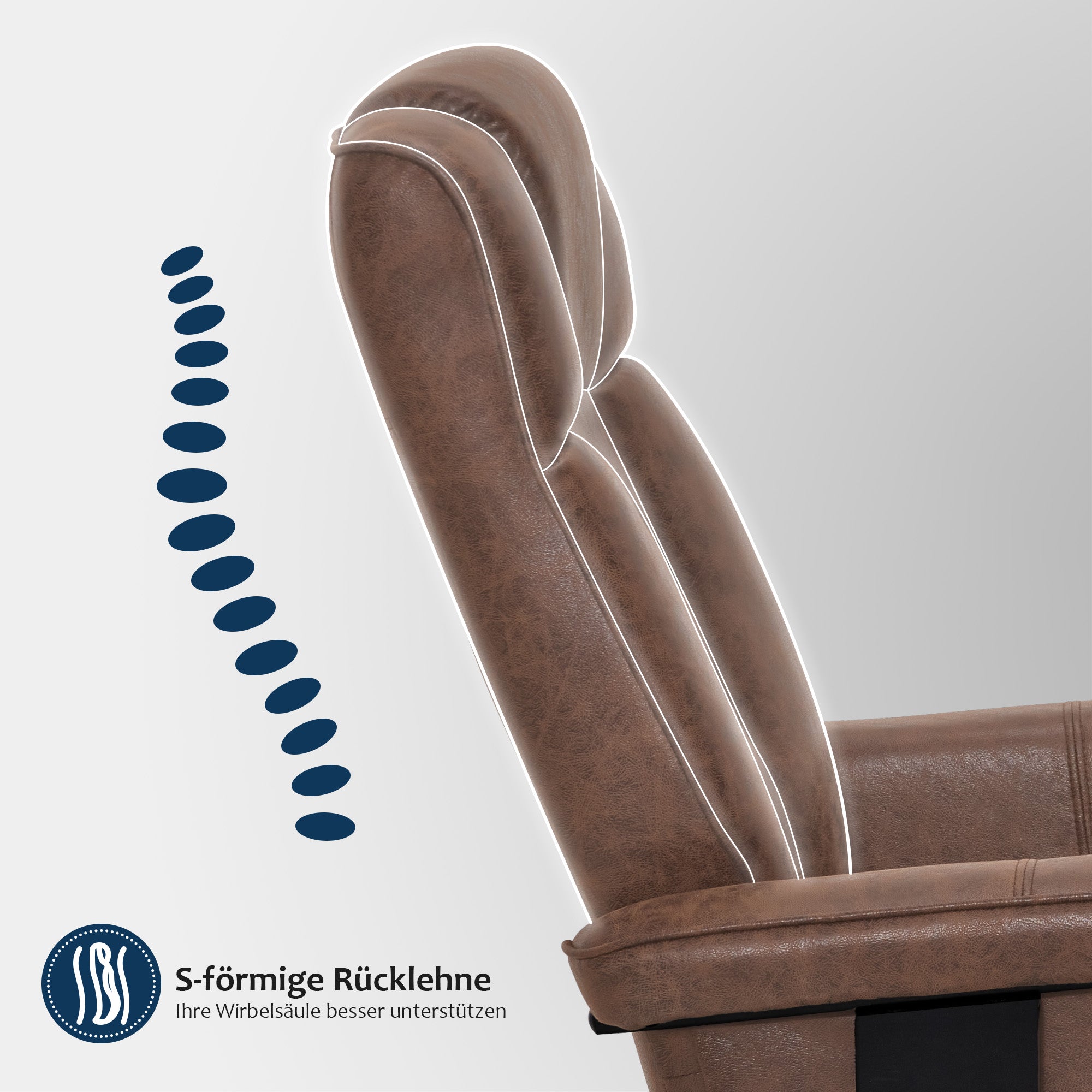 MCombo Poltrona relax con poggiapiedi, poltrona TV girevole a 360° con funzione reclinabile, poltrona TV con portata massima di 120 kg, moderna poltrona lounge per soggiorno, 9019