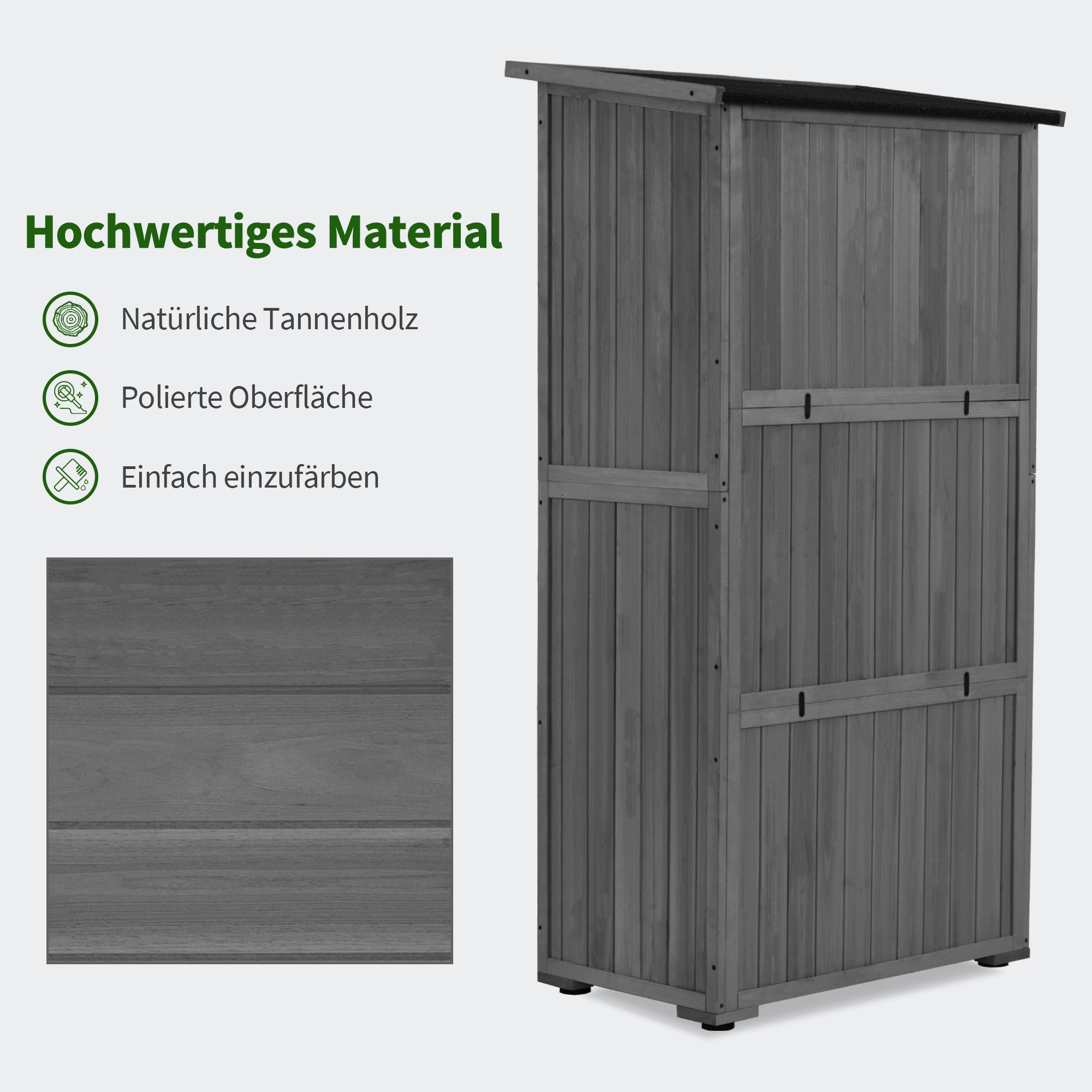 M MCombo Tuinkast Hout, Klein Tuinhuis Weerbestendig, Outdoor Gereedschapsopslag, voor Buiten Balkon Terras, 90×55×169cm, 0878