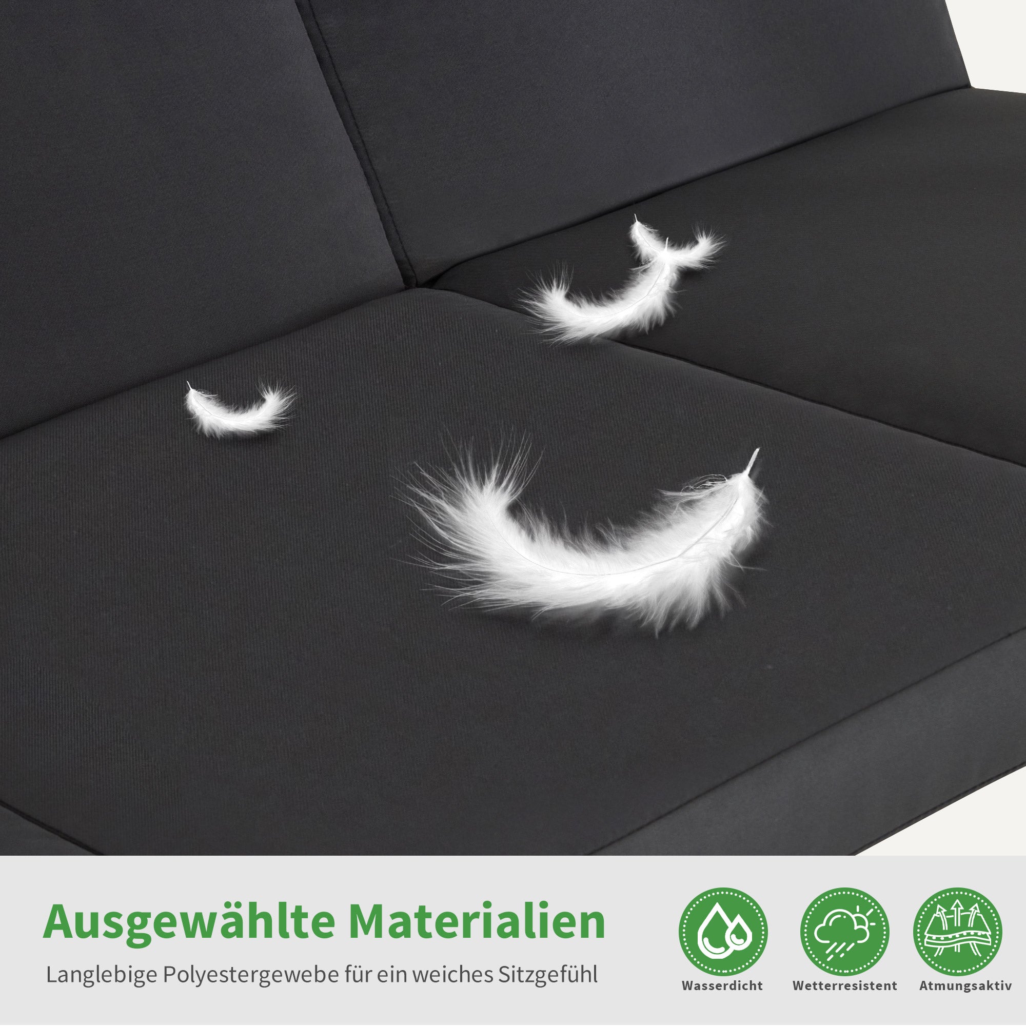 MCombo Dondolo da giardino a 3 posti, lettino da esterno resistente alle intemperie, panchina a dondolo con tettuccio, grigio scuro, 4092/4093