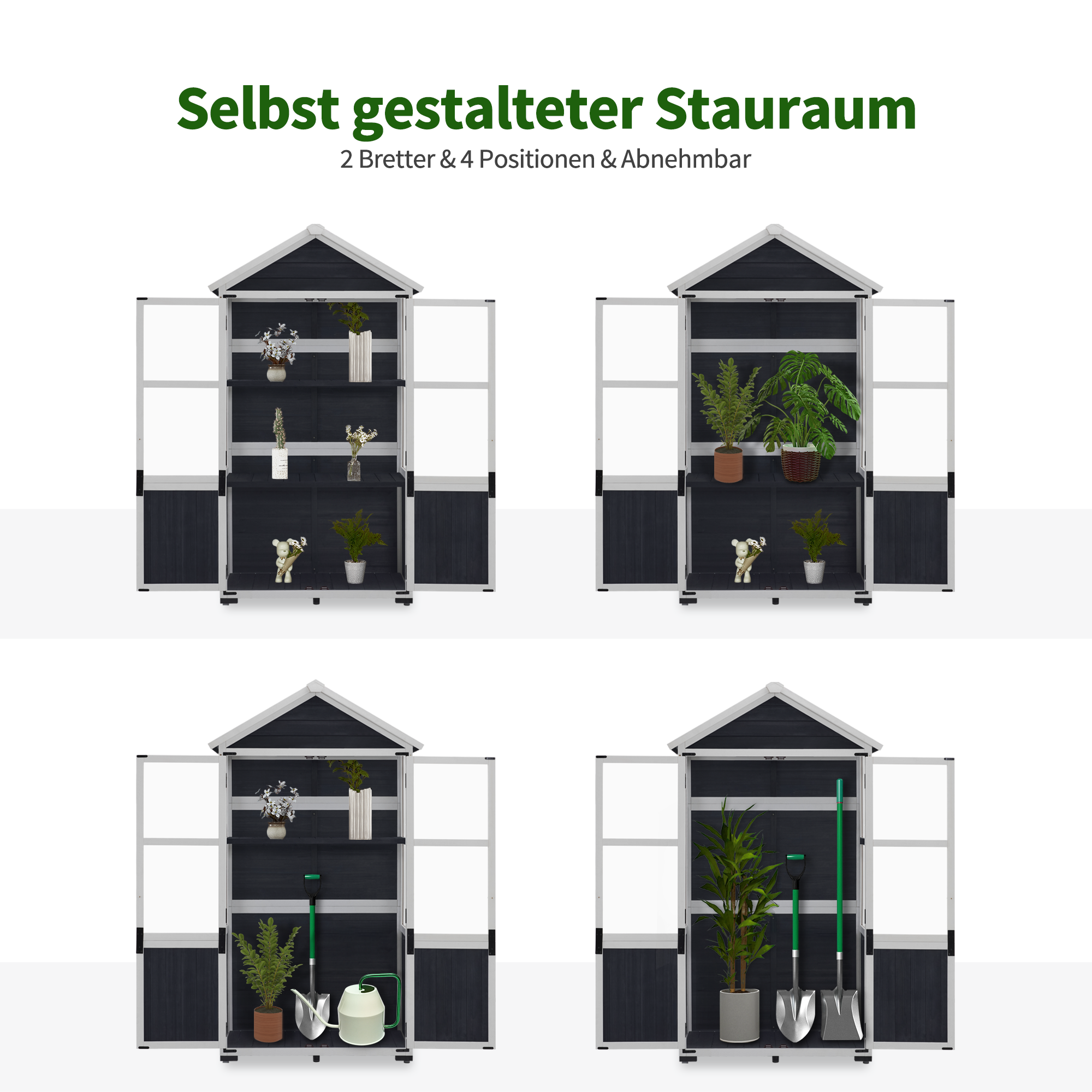 MCombo Piccola casetta da giardino in legno, resistente alle intemperie, ideale come casetta da giardino/rimessa attrezzi, serra per balcone e terrazzo, 100 × 53 × 178 cm, 0111