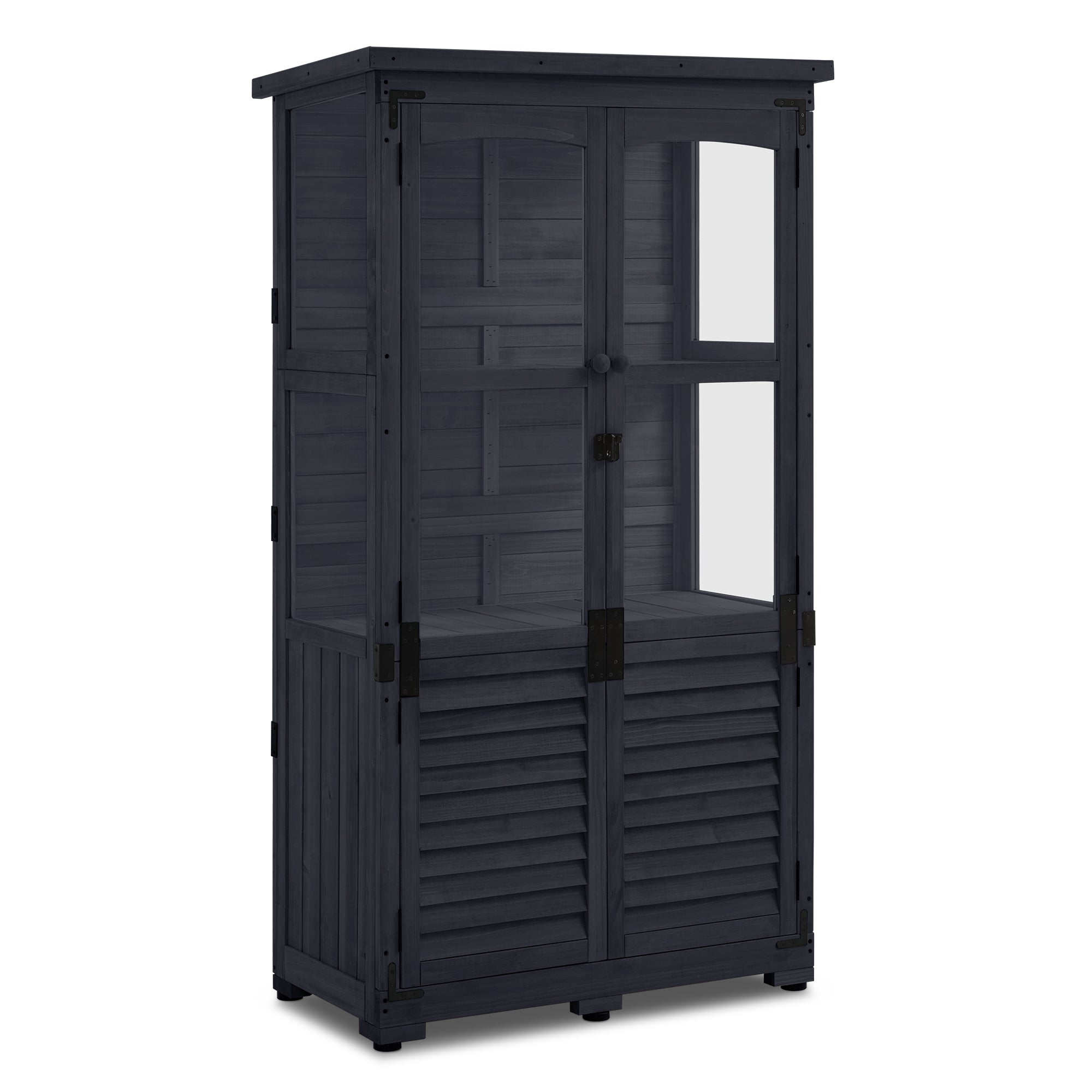 M MCombo Tuinkast Hout, Weerbestendig Gereedschapsgebouw Klein, Buiten Tuinhuis Gereedschuur voor Buitenruimte Terras Balkon, 0120, 87×46×160 cm