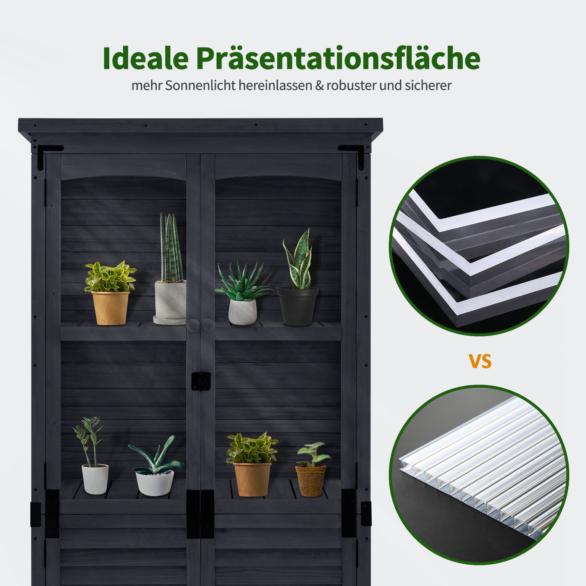 M MCombo Tuinkast Hout, Weerbestendig Gereedschapsgebouw Klein, Buiten Tuinhuis Gereedschuur voor Buitenruimte Terras Balkon, 0120, 87×46×160 cm