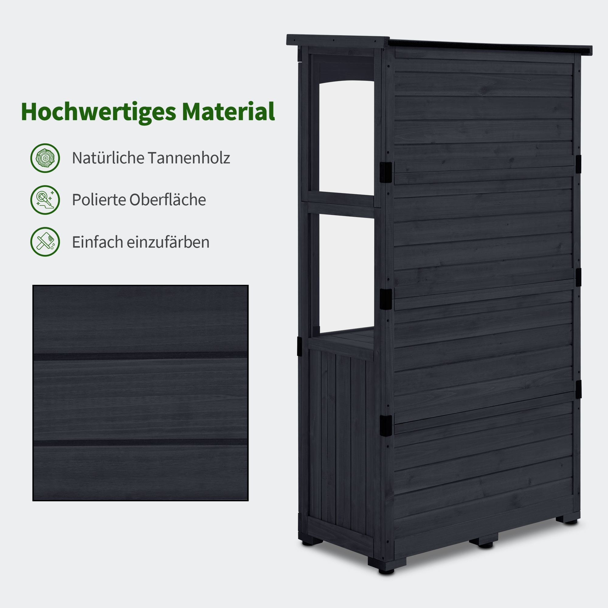 M MCombo Tuinkast Hout, Weerbestendig Gereedschapsgebouw Klein, Buiten Tuinhuis Gereedschuur voor Buitenruimte Terras Balkon, 0120, 87×46×160 cm