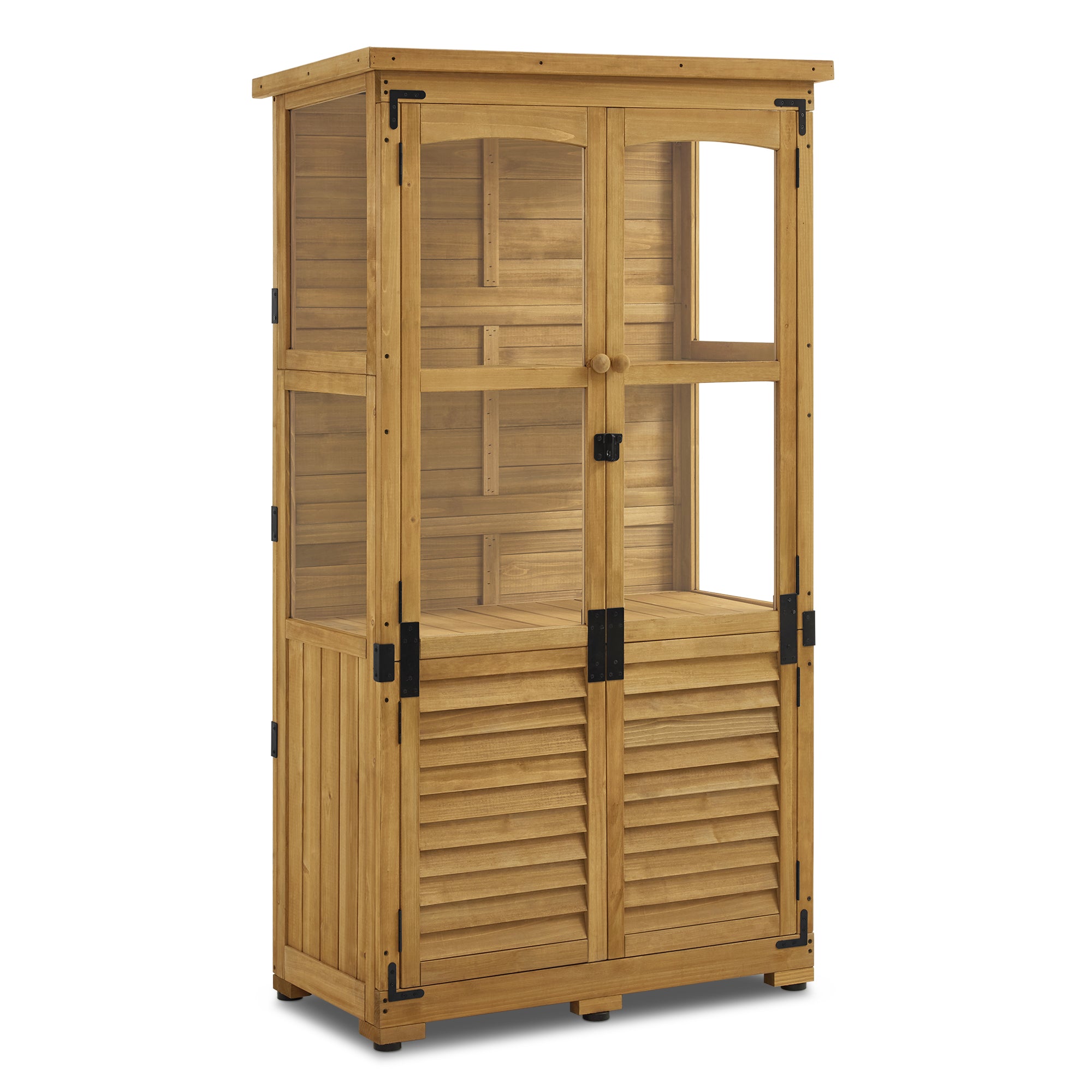 M MCombo Tuinkast Hout, Weerbestendig Gereedschapsgebouw Klein, Buiten Tuinhuis Gereedschuur voor Buitenruimte Terras Balkon, 0120, 87×46×160 cm