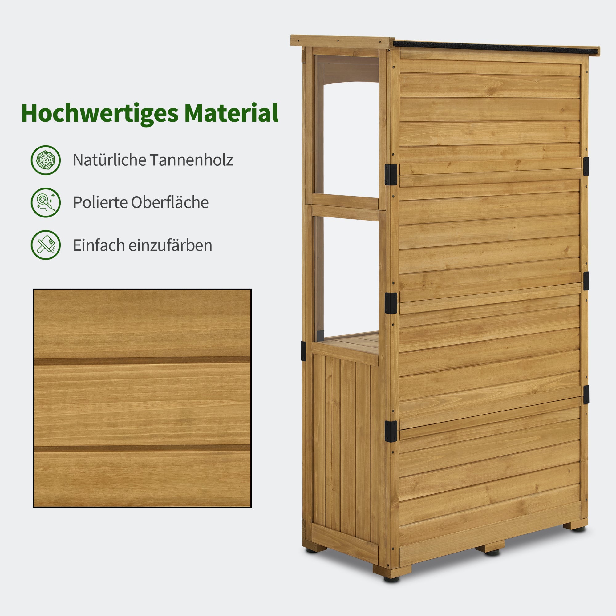 M MCombo Tuinkast Hout, Weerbestendig Gereedschapsgebouw Klein, Buiten Tuinhuis Gereedschuur voor Buitenruimte Terras Balkon, 0120, 87×46×160 cm