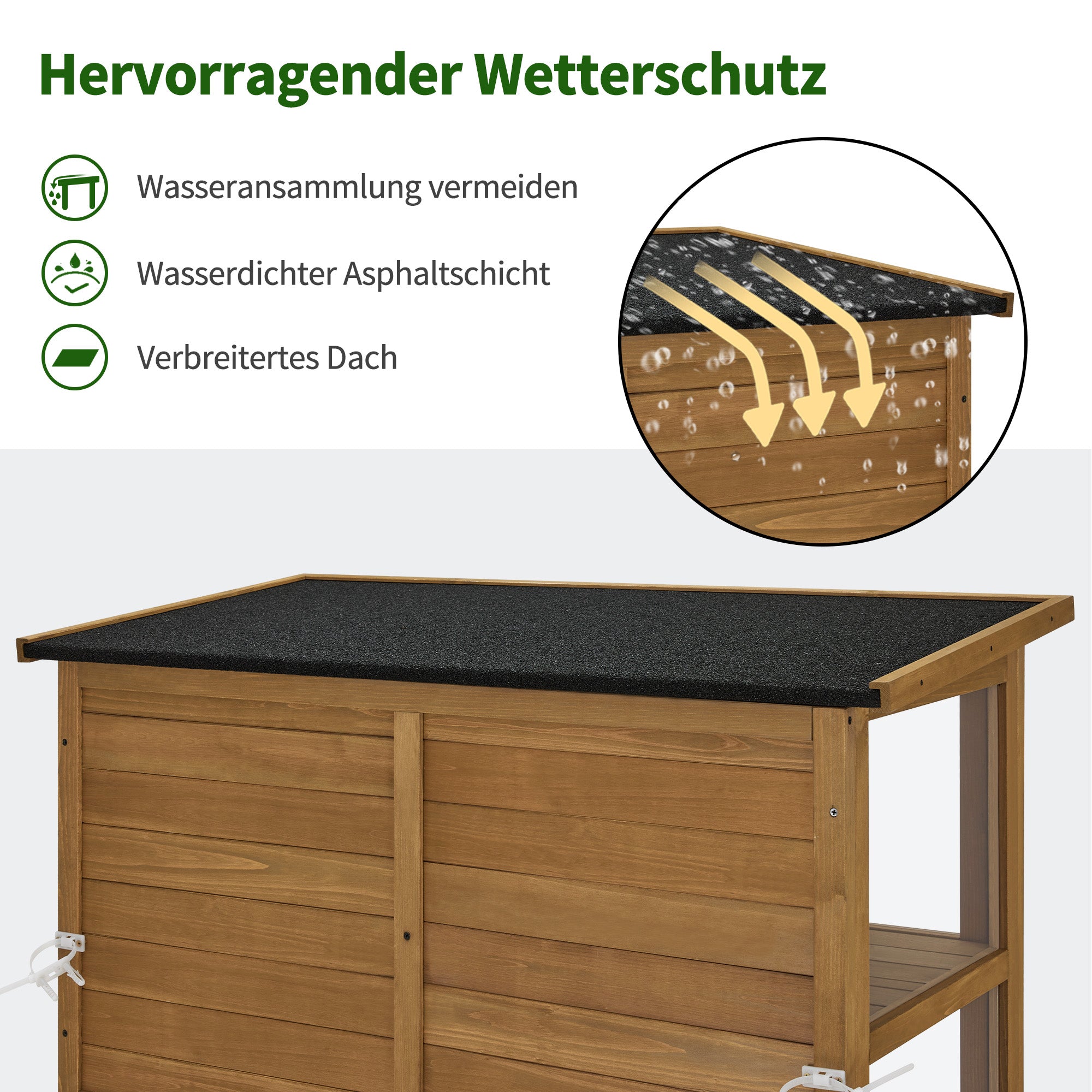 MCombo Casetta da giardino in legno, resistente alle intemperie e impermeabile, ideale per balconi e terrazze. Dotata di 3 ripiani rimovibili, dimensioni 55×110×175 cm, codice 0130D (Naturale).