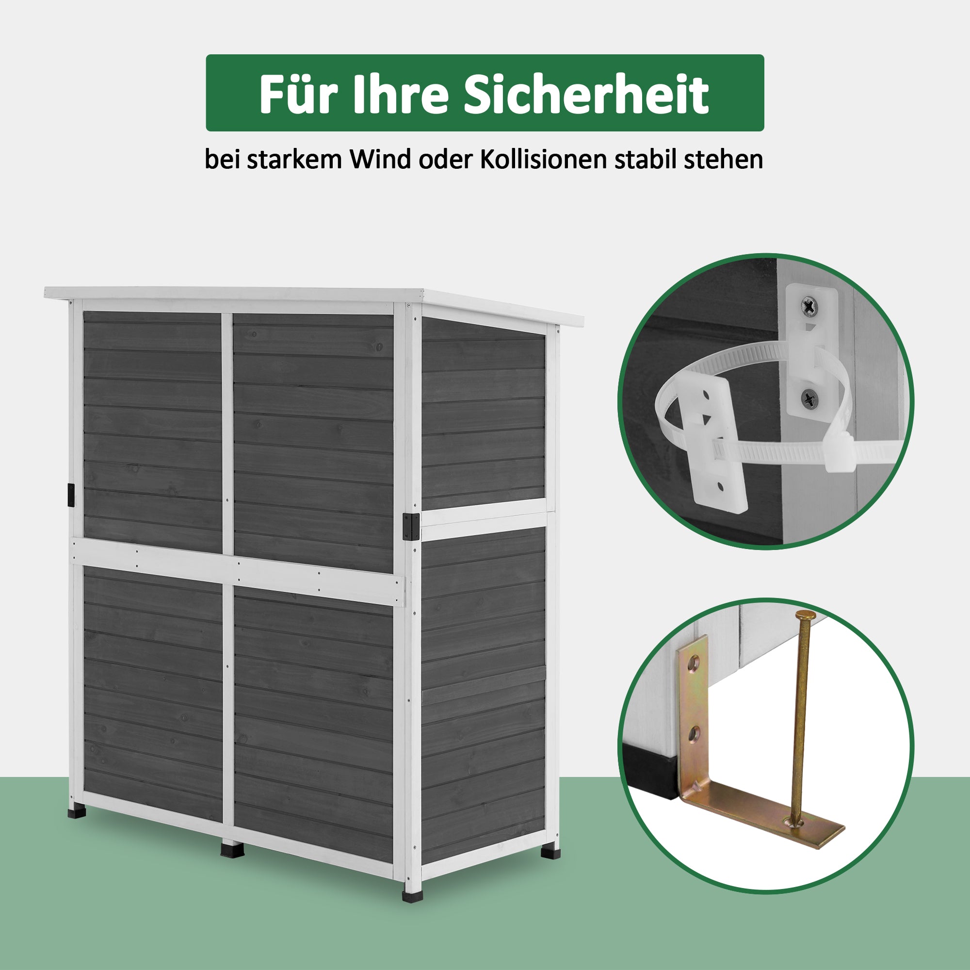 M MCombo Tuinkast Hout Weerbestendig, Klein Buiten Tuinhuis Gereedschapsruimte, voor Buiten & Balkon & Terras, 122×60×137cm, 0707 (Natuur/Grijs)