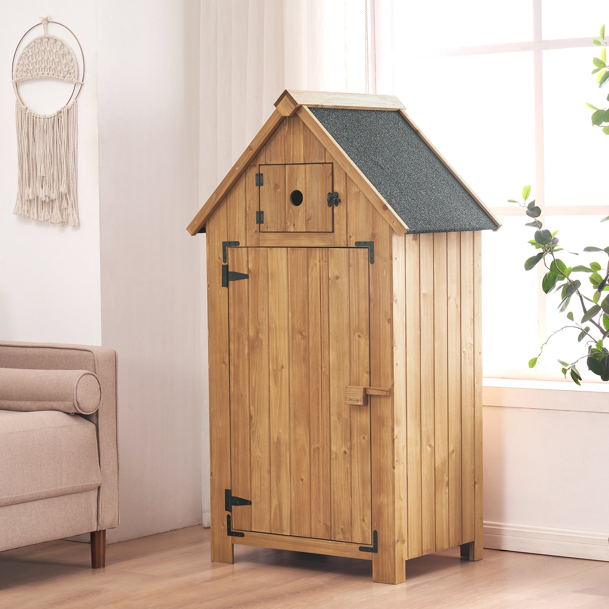 M MCombo Tuinkast Hout Klein, Buiten Tuinhuis Gereedschapsruimte Weerbestendig, voor Balkon & Terras, 0733, 77×54×137cm (Natuurlijk)