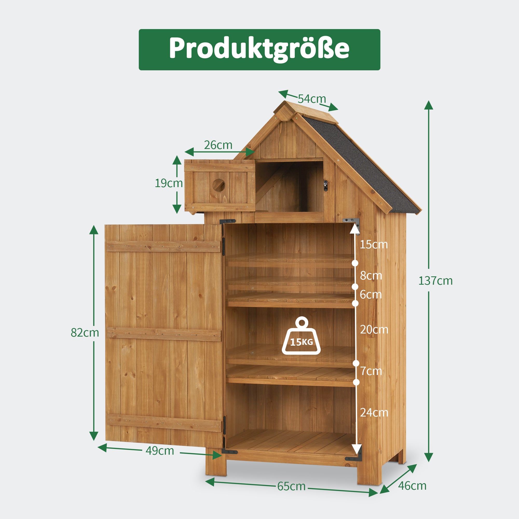 M MCombo Tuinkast Hout Klein, Buiten Tuinhuis Gereedschapsruimte Weerbestendig, voor Balkon & Terras, 0733, 77×54×137cm (Natuurlijk)