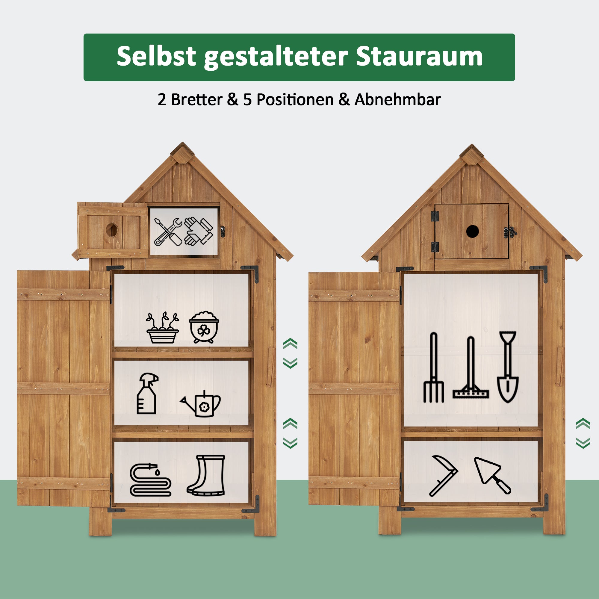 M MCombo Tuinkast Hout Klein, Buiten Tuinhuis Gereedschapsruimte Weerbestendig, voor Balkon & Terras, 0733, 77×54×137cm (Natuurlijk)