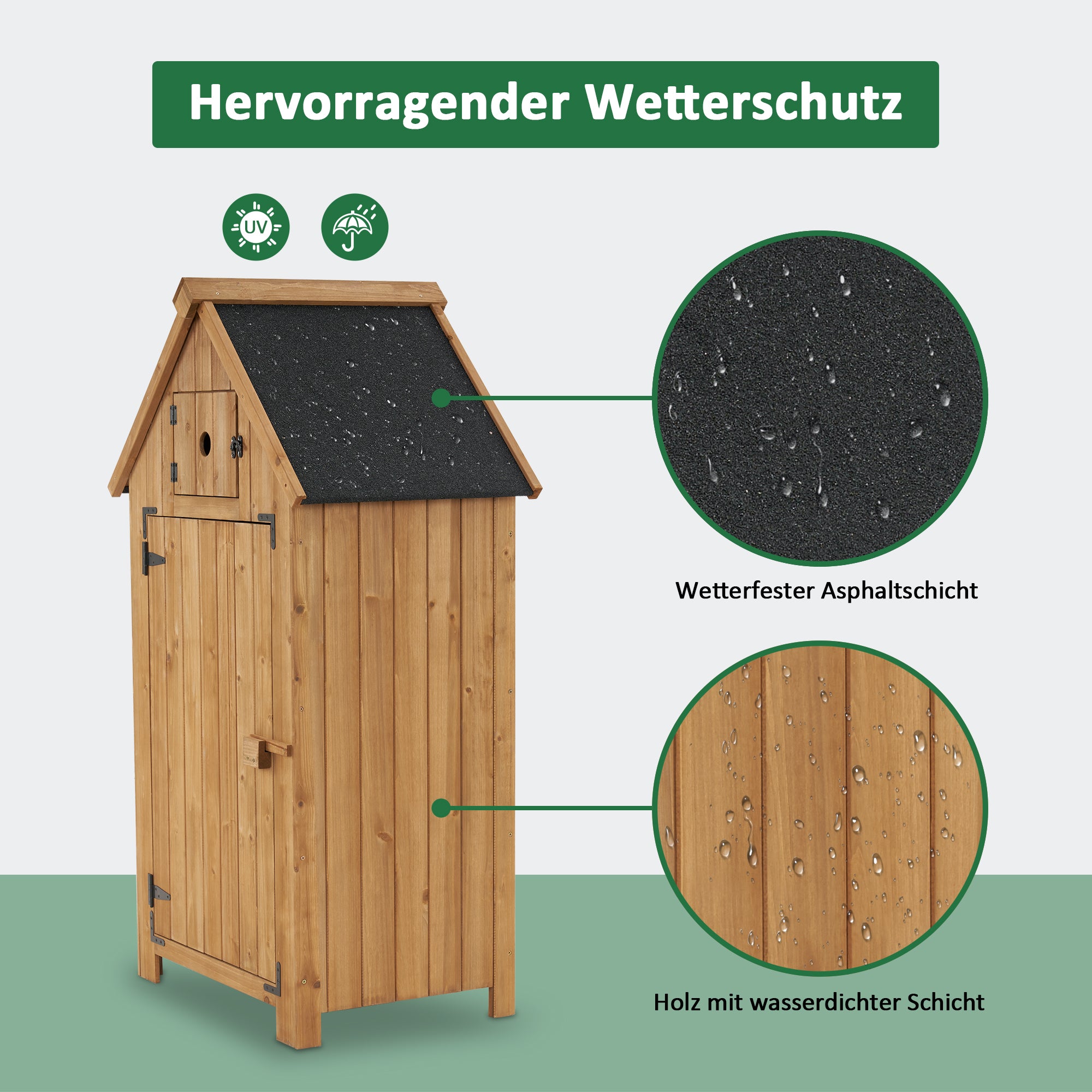 M MCombo Tuinkast Hout Klein, Buiten Tuinhuis Gereedschapsruimte Weerbestendig, voor Balkon & Terras, 0733, 77×54×137cm (Natuurlijk)