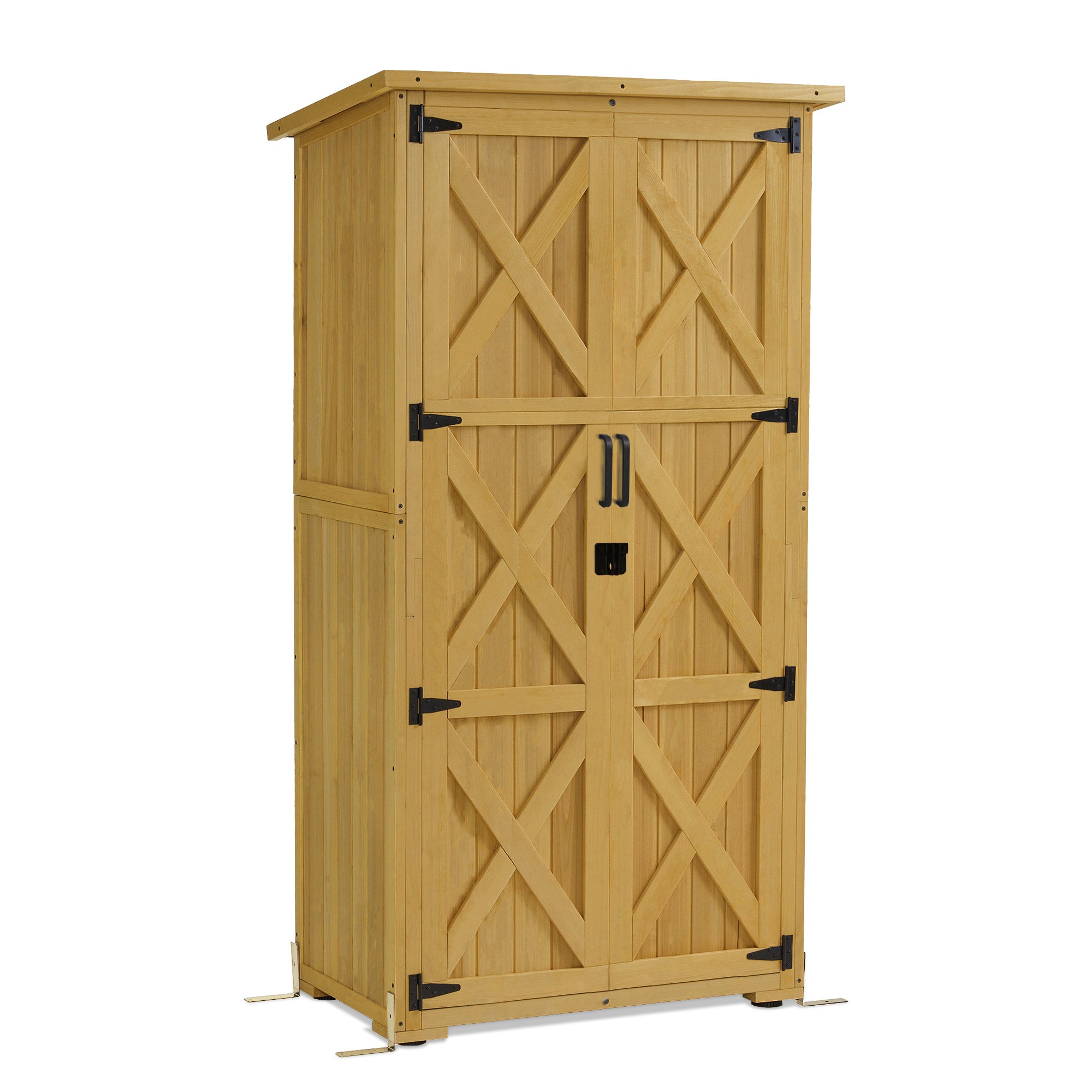 M MCombo houten tuinkast, klein weerbestendig tuinhuisje, outdoor bergruimte voor tuingereedschap, voor buiten, balkon en terras, 55×90×169cm, 0878-F