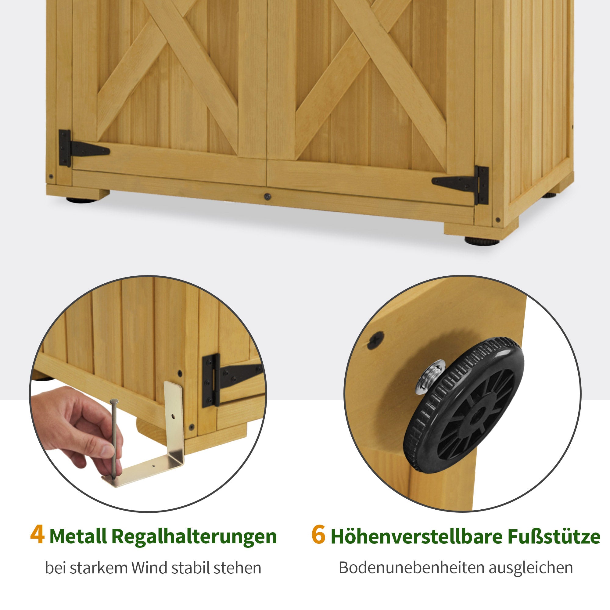 M MCombo houten tuinkast, klein weerbestendig tuinhuisje, outdoor bergruimte voor tuingereedschap, voor buiten, balkon en terras, 55×90×169cm, 0878-F