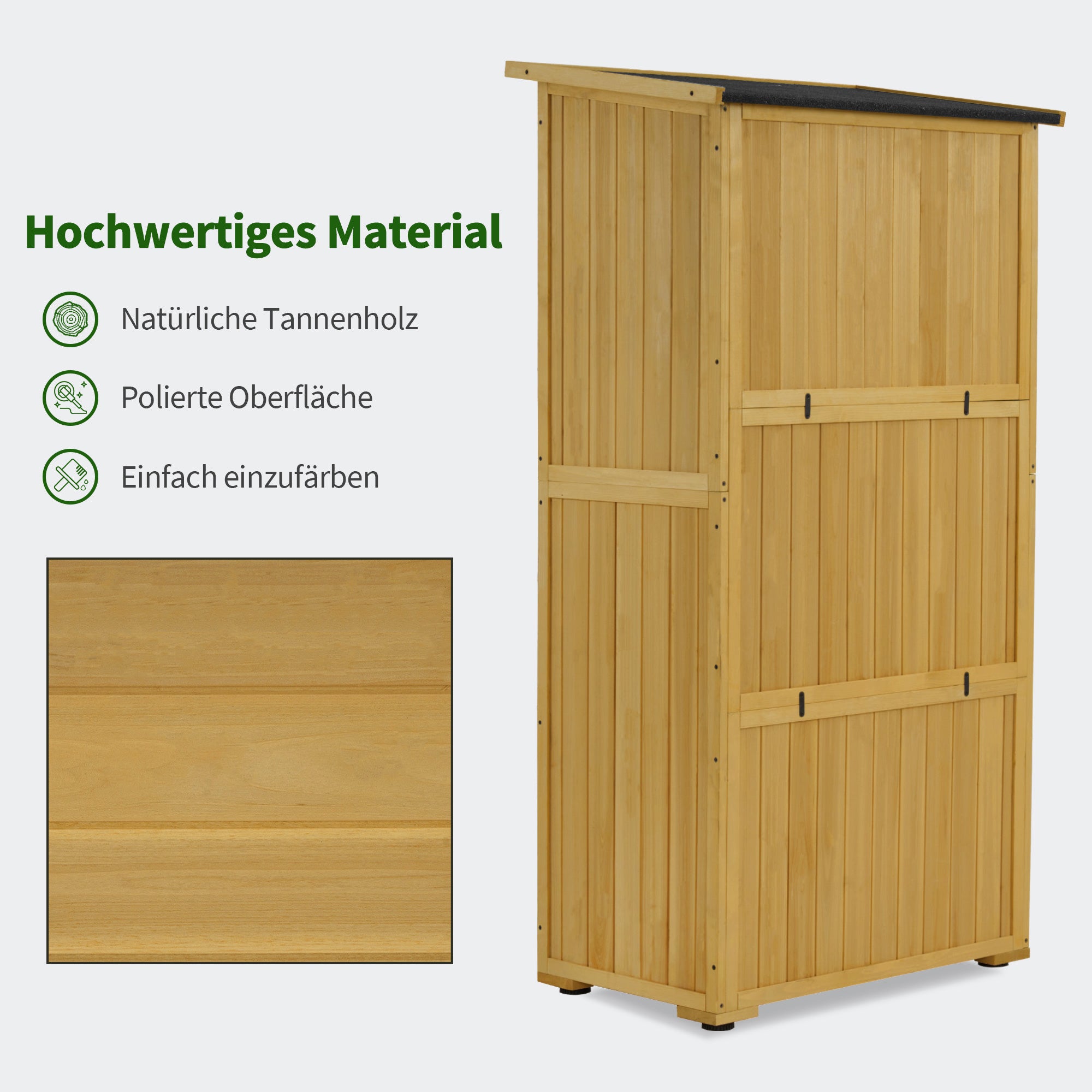 M MCombo houten tuinkast, klein weerbestendig tuinhuisje, outdoor bergruimte voor tuingereedschap, voor buiten, balkon en terras, 55×90×169cm, 0878-F