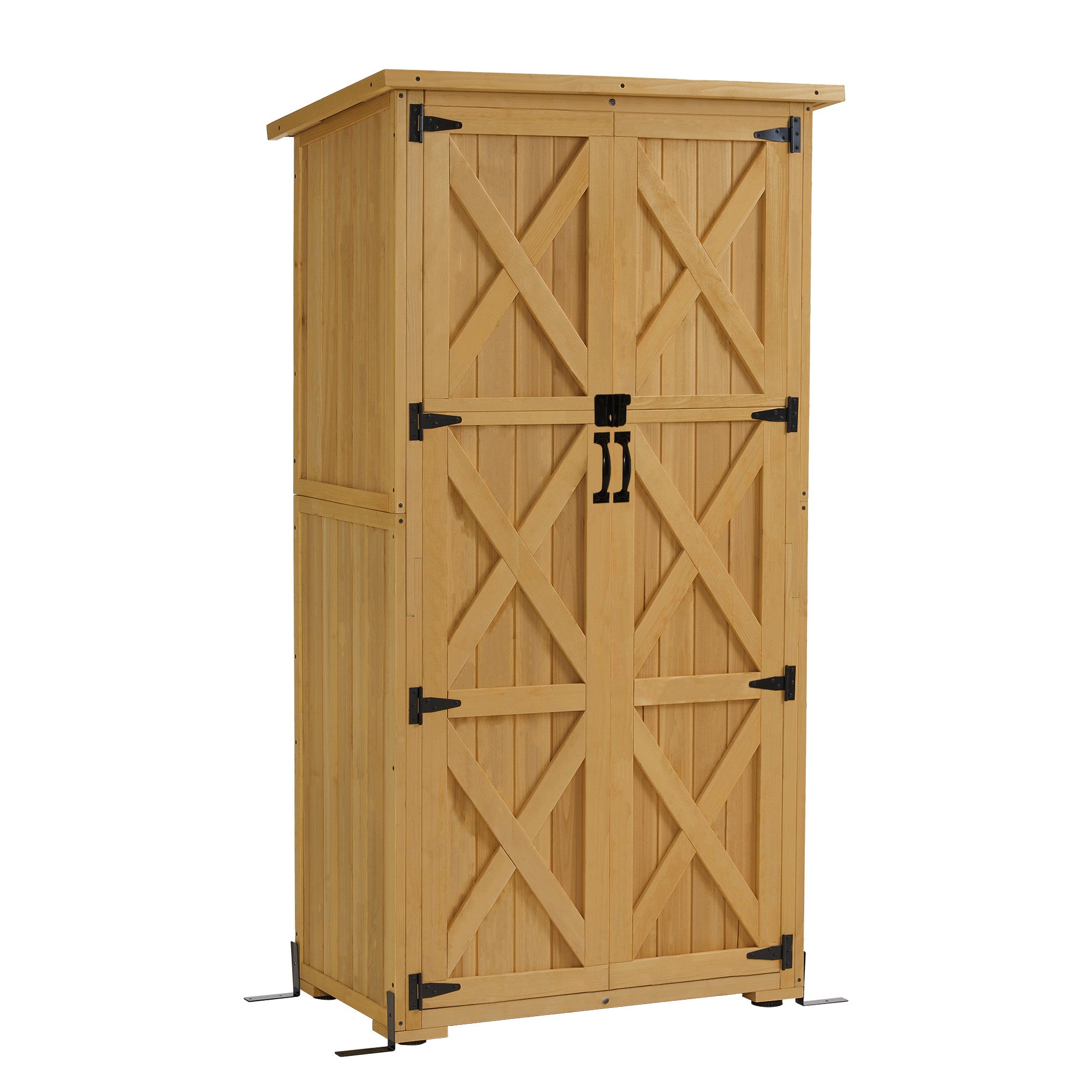 M MCombo Tuinkast Hout, Klein Tuinhuis Weerbestendig, Outdoor Gereedschapsopslag, voor Buiten Balkon Terras, 90×55×169cm, 0878
